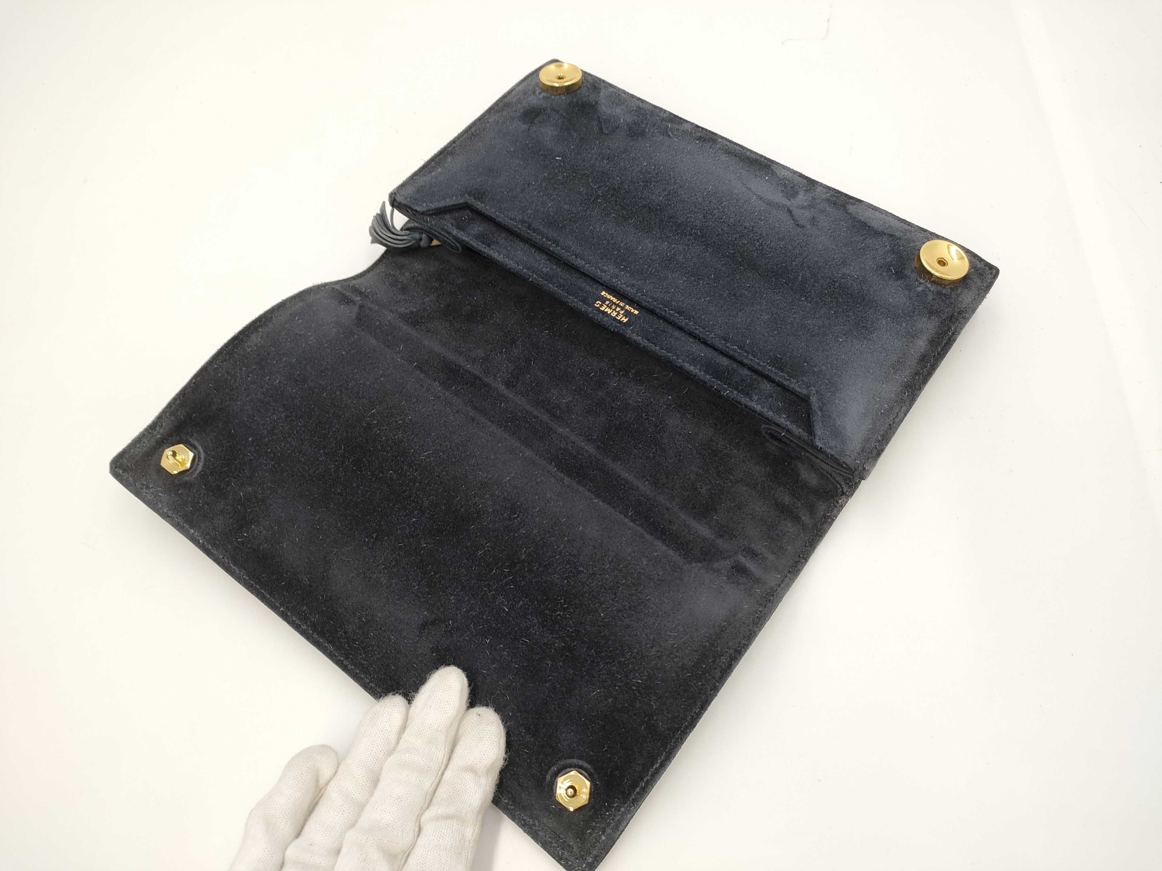【水曜終了】(10227_0034)HERMES ドブリス ネイビー クラッチバッグ