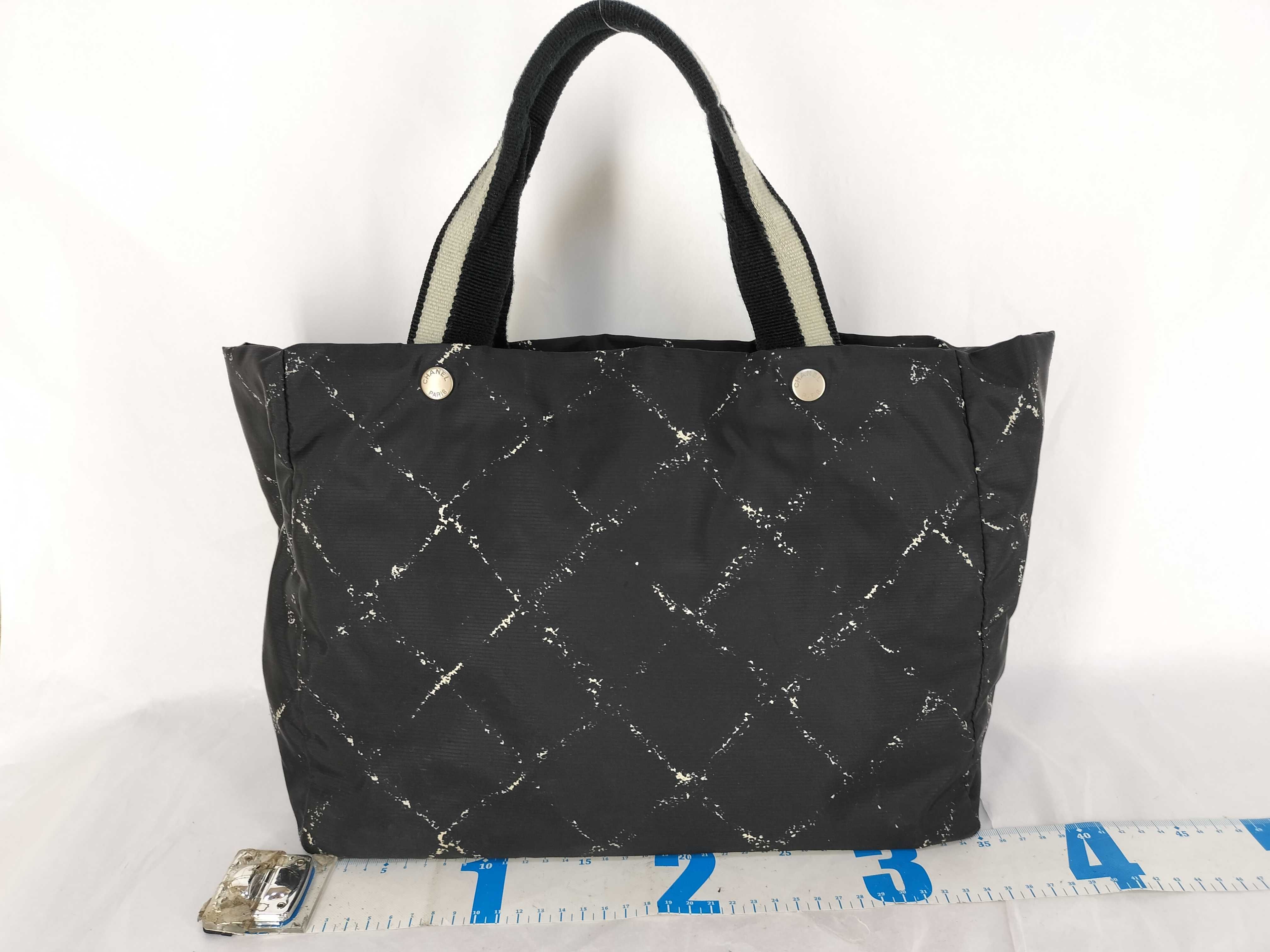 【水曜終了】(10228_0069)CHANEL シャネル 旧トラベルライン ナイロン トートバッグ ブラック シルバー金具 6286202 インナーバッグ付き