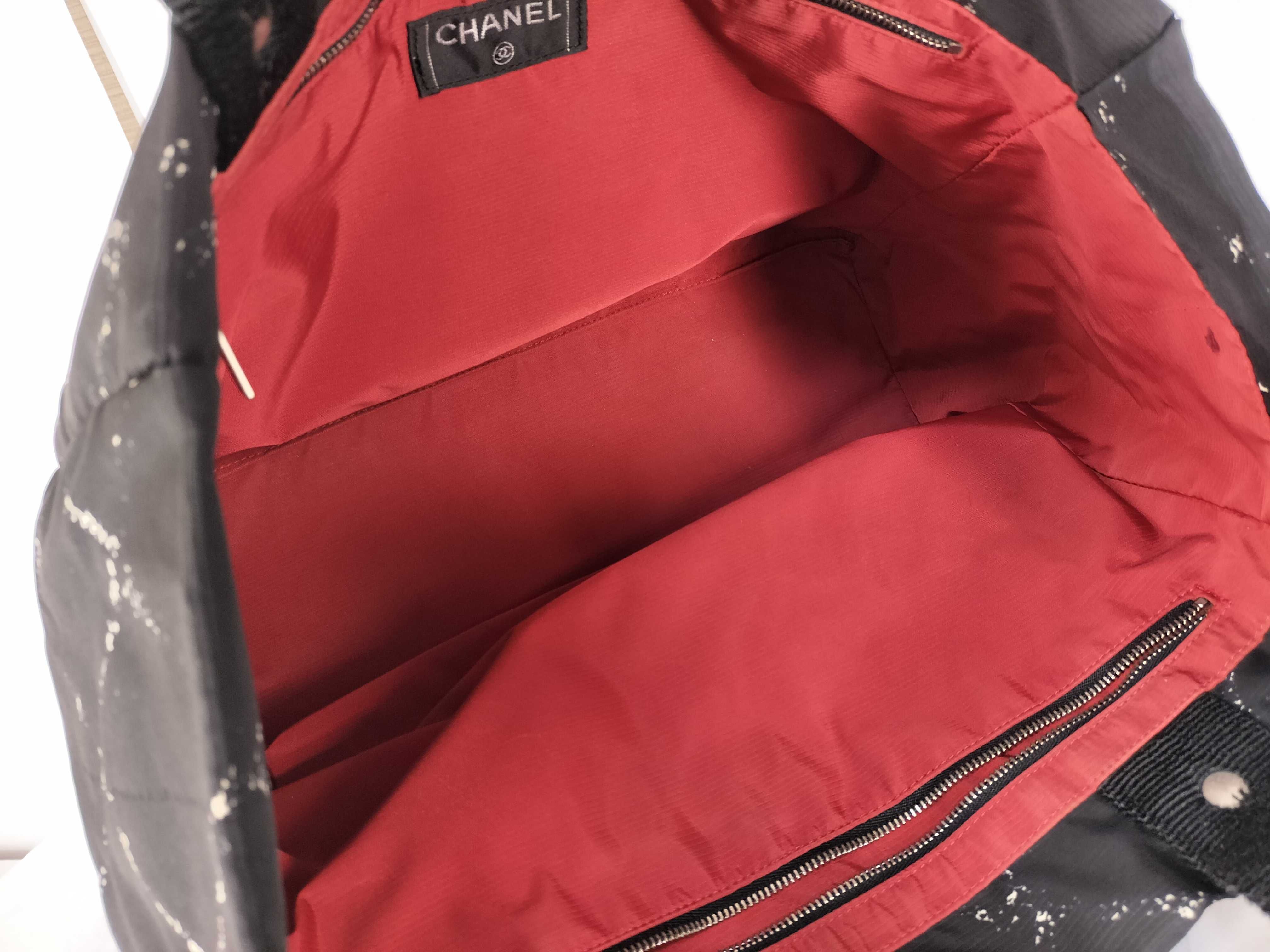 【水曜終了】(10228_0069)CHANEL シャネル 旧トラベルライン ナイロン トートバッグ ブラック シルバー金具 6286202 インナーバッグ付き