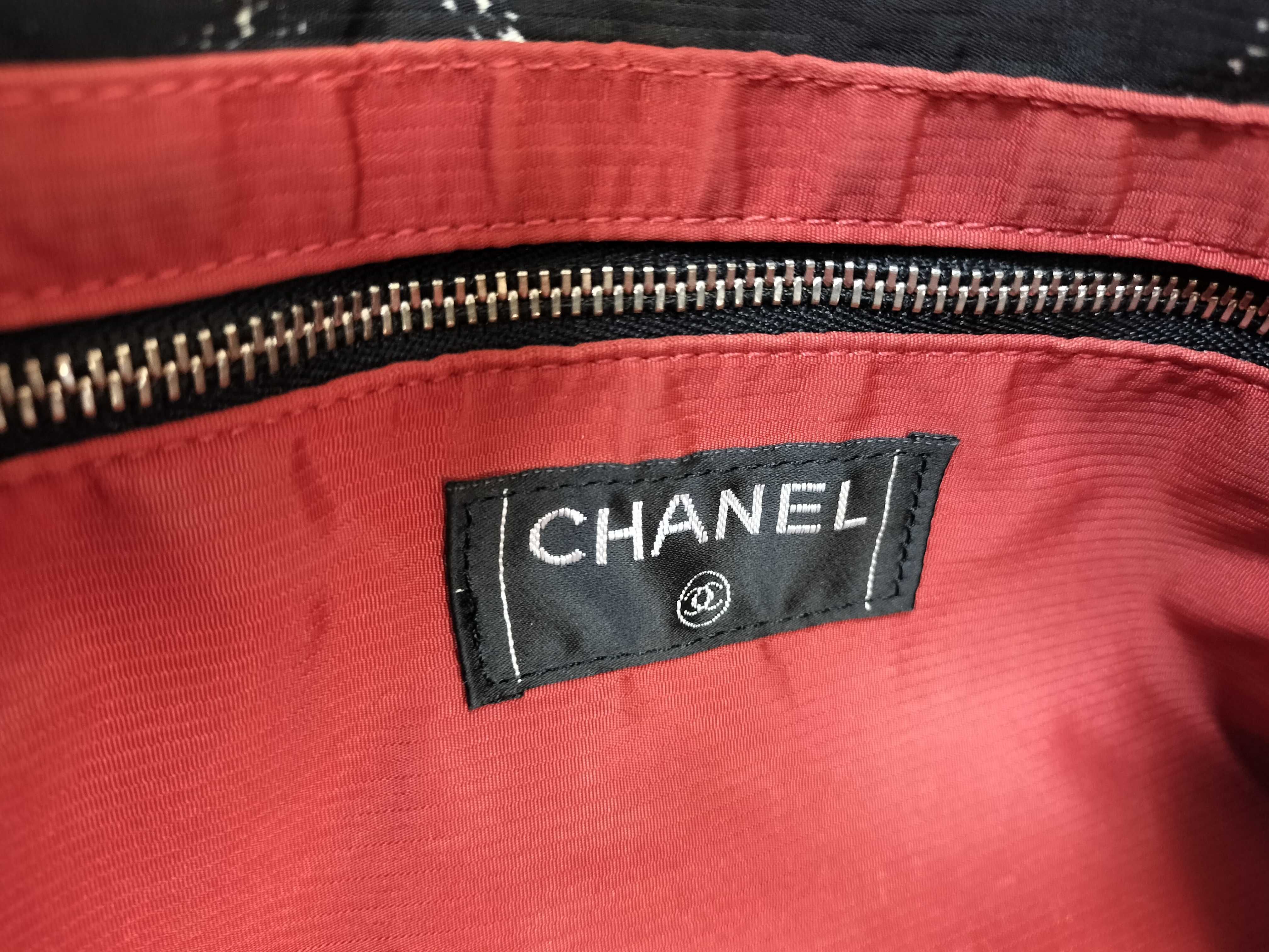 【水曜終了】(10228_0069)CHANEL シャネル 旧トラベルライン ナイロン トートバッグ ブラック シルバー金具 6286202 インナーバッグ付き