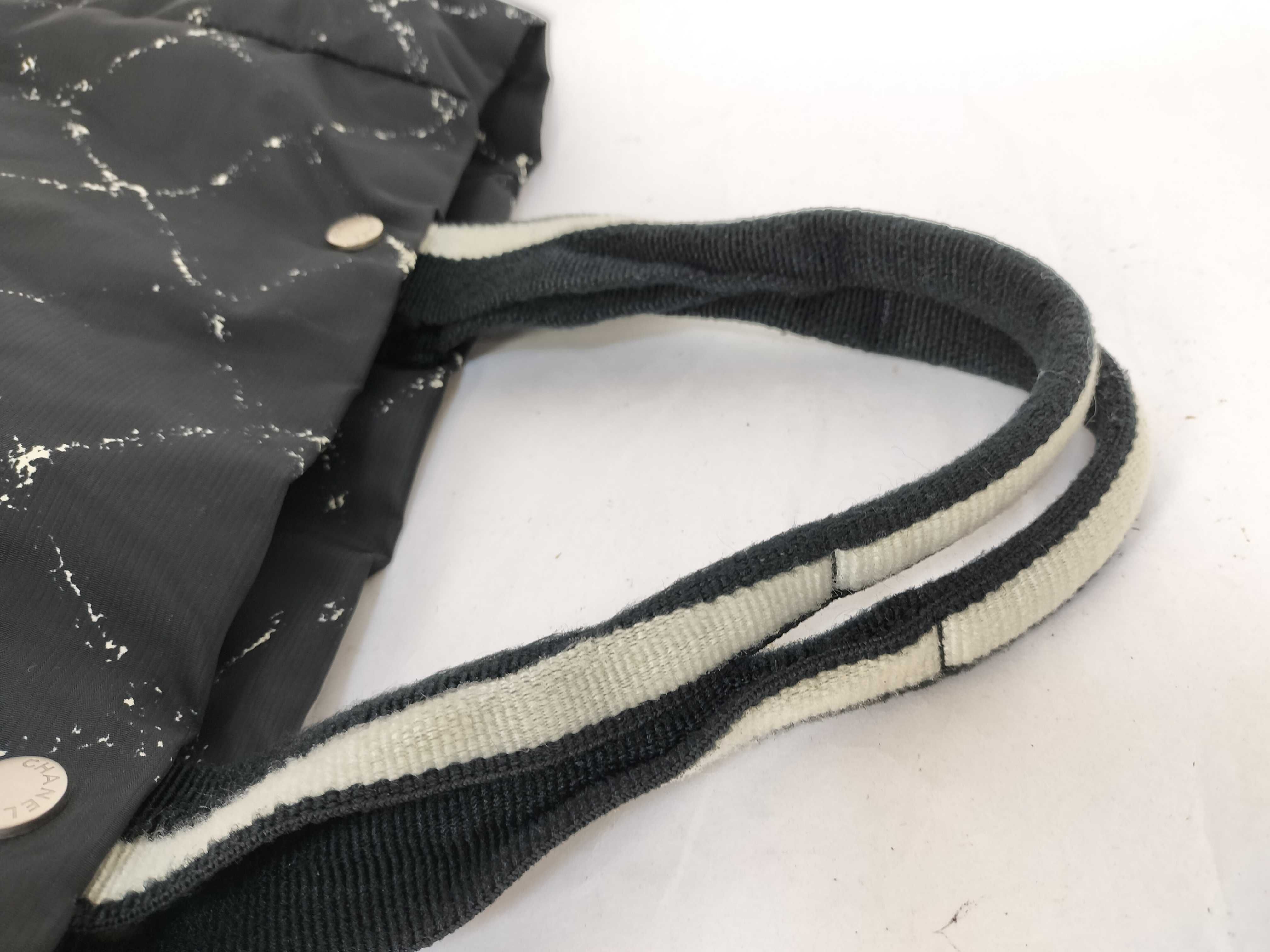 【水曜終了】(10228_0069)CHANEL シャネル 旧トラベルライン ナイロン トートバッグ ブラック シルバー金具 6286202 インナーバッグ付き