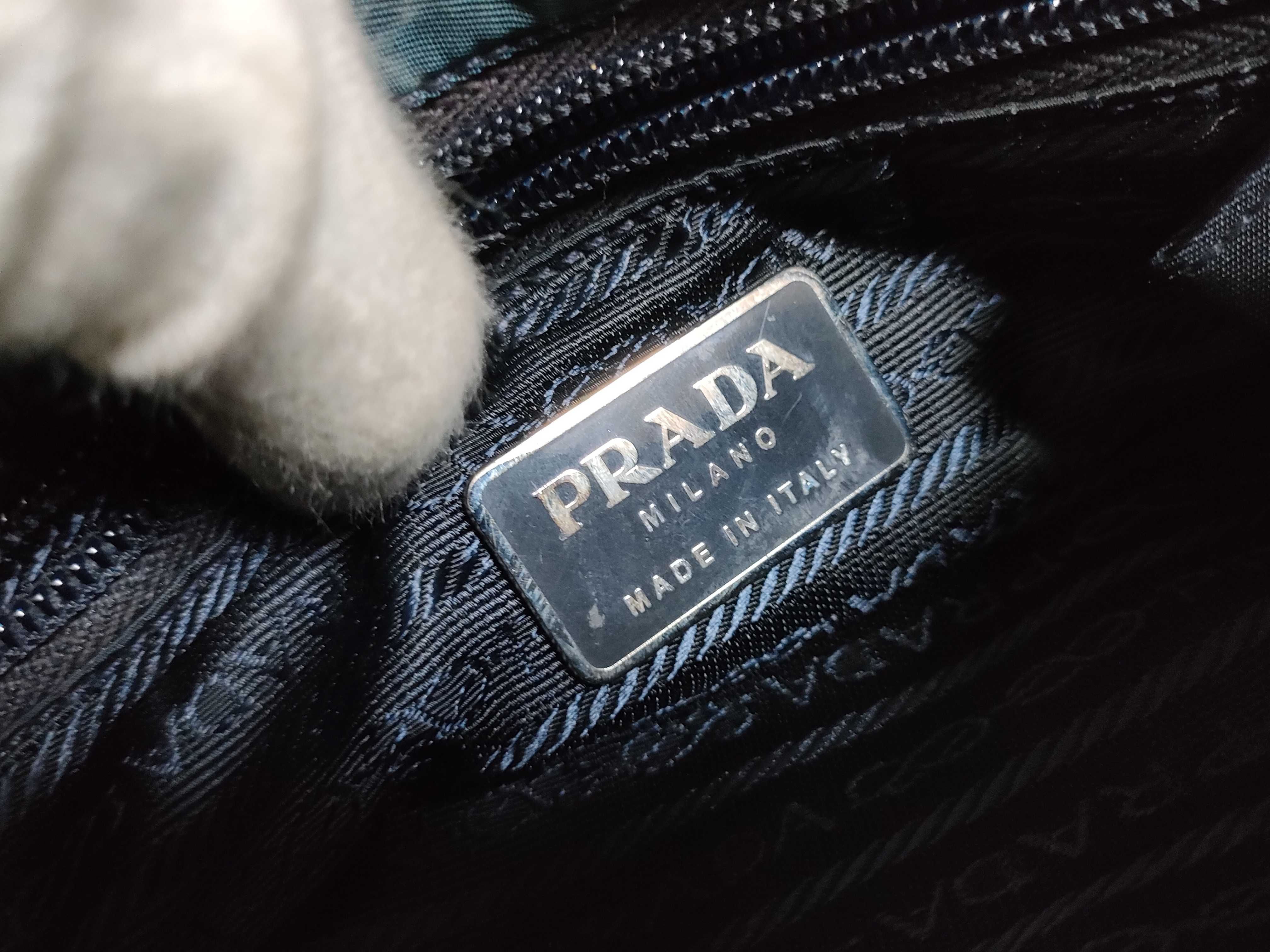 【水曜終了】(10230_0260)PRADA プラダ 三角ロゴ テスート トートバッグ ネイビー