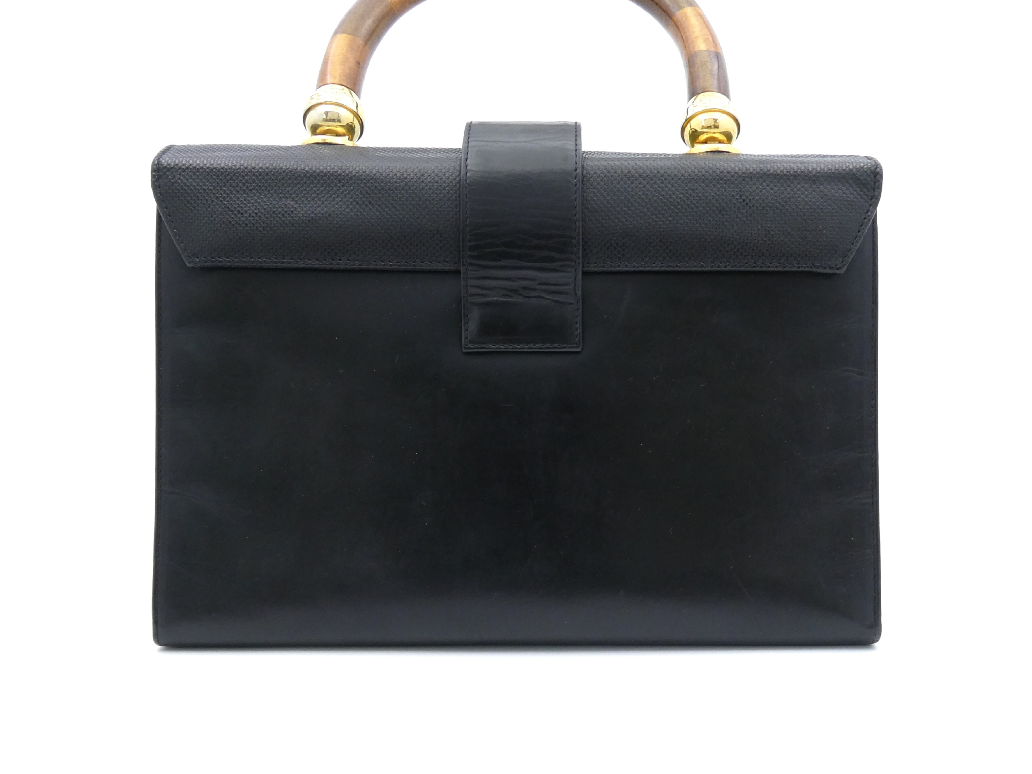 【水曜終了】(10230_0332)▼FENDI ウッド レザー ケリー型 ハンドバッグ
