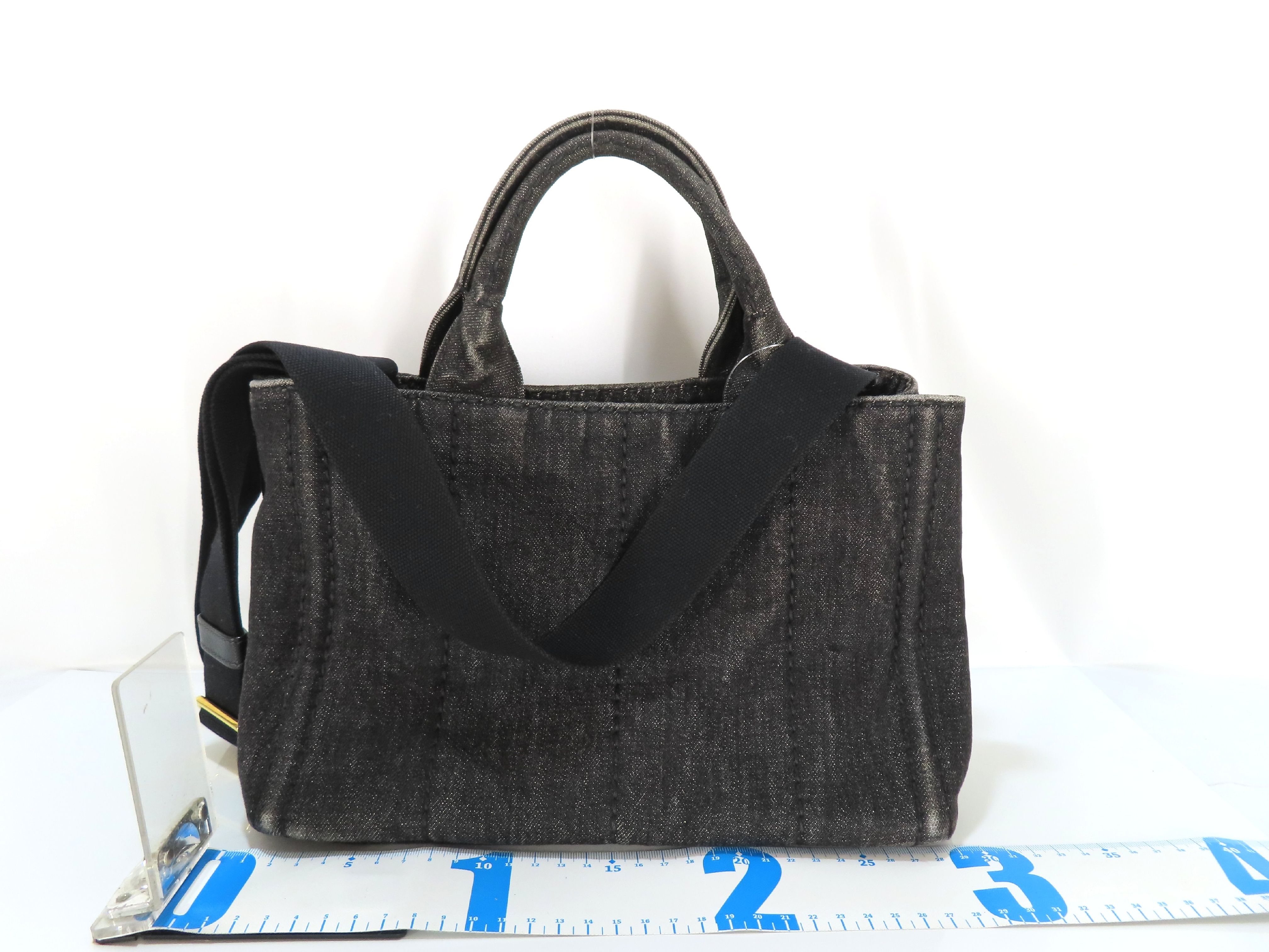 【水曜終了】(10230_0262)PRADA プラダ カナパ キャンバス 2WAYハンドバッグ ブラック B2439G