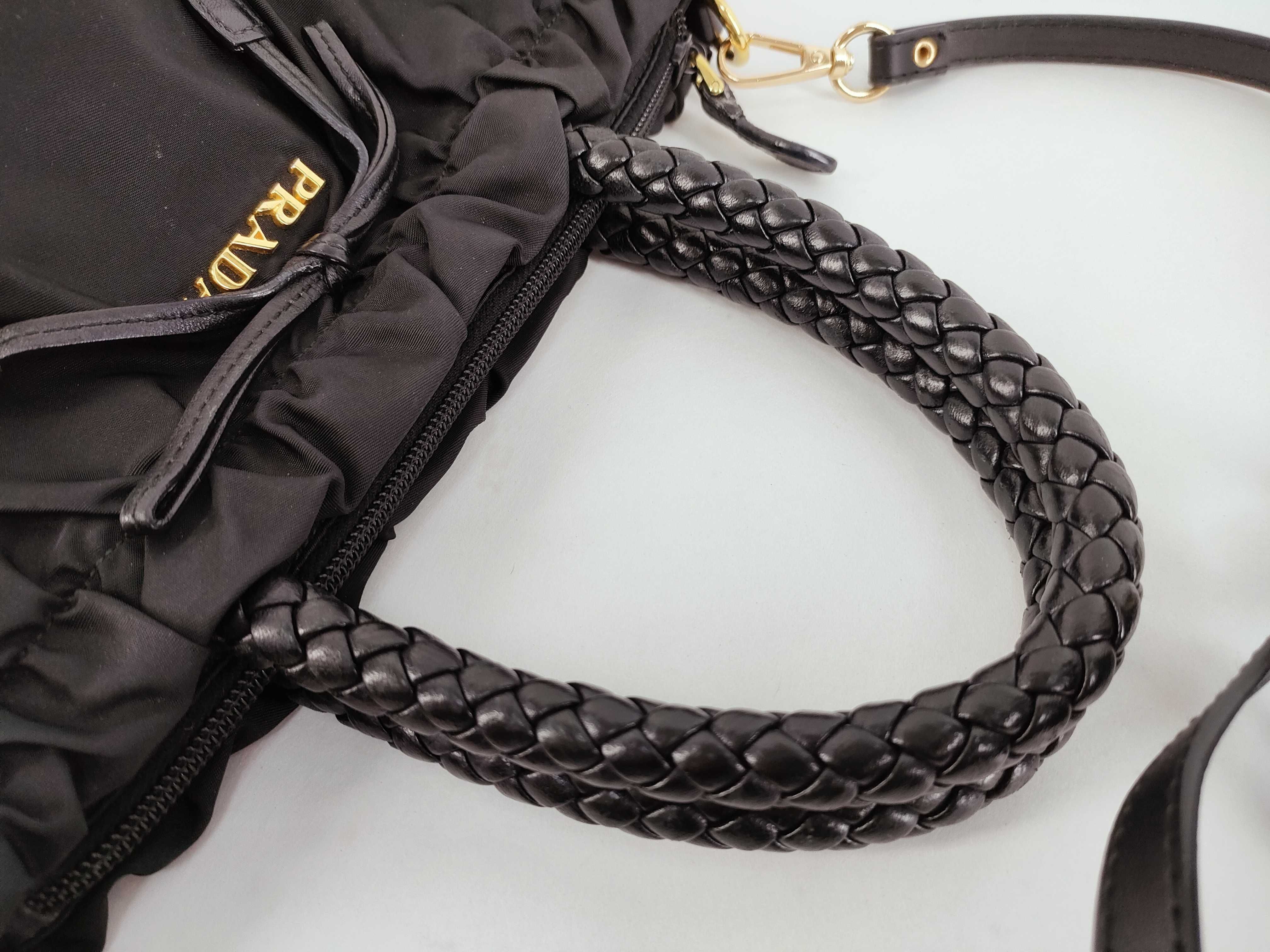 【水曜終了】(10230_0264)PRADA ハンドバッグ ナイロン レザー ブラック トートバッグ