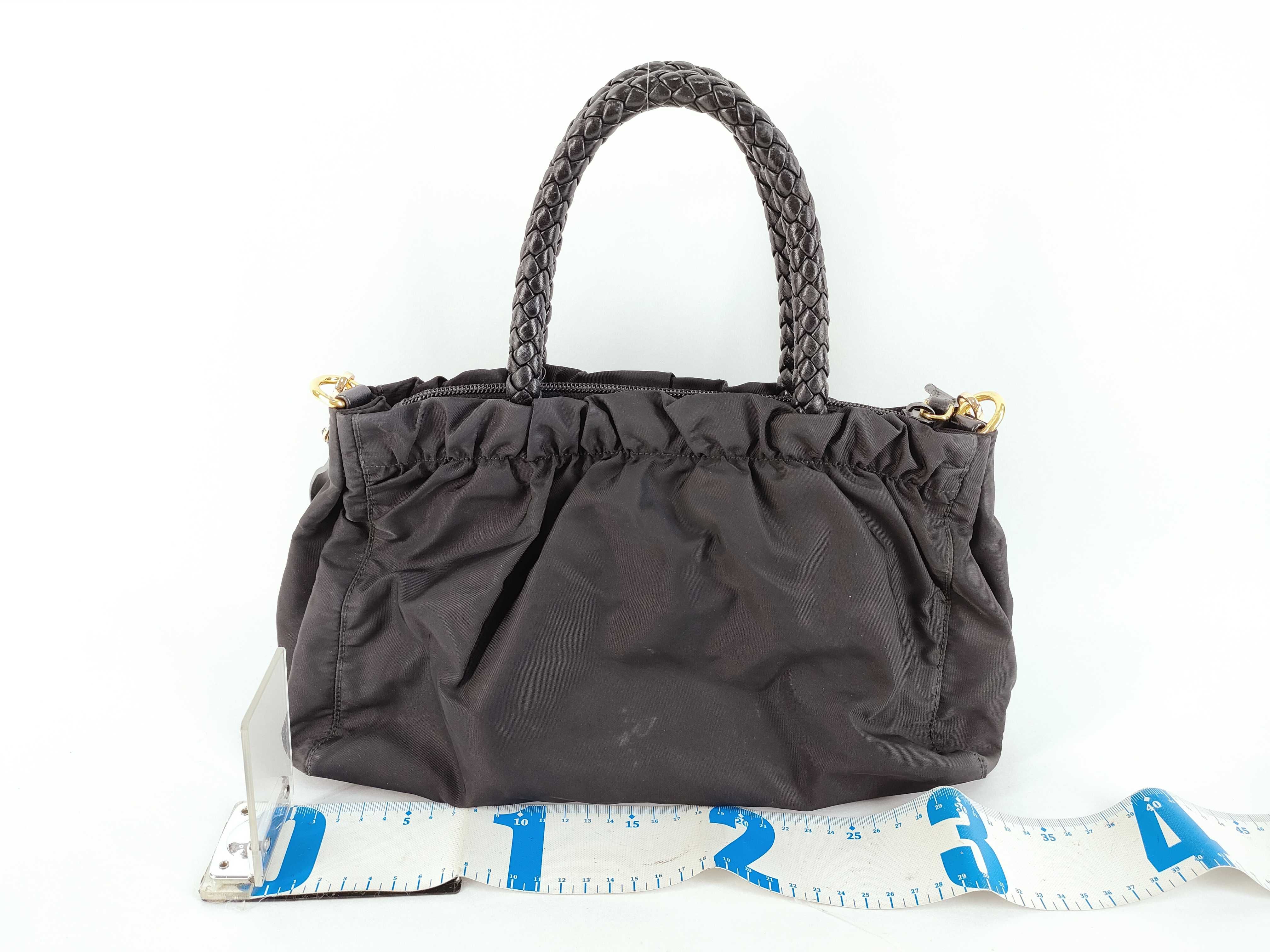 【水曜終了】(10230_0264)PRADA ハンドバッグ ナイロン レザー ブラック トートバッグ