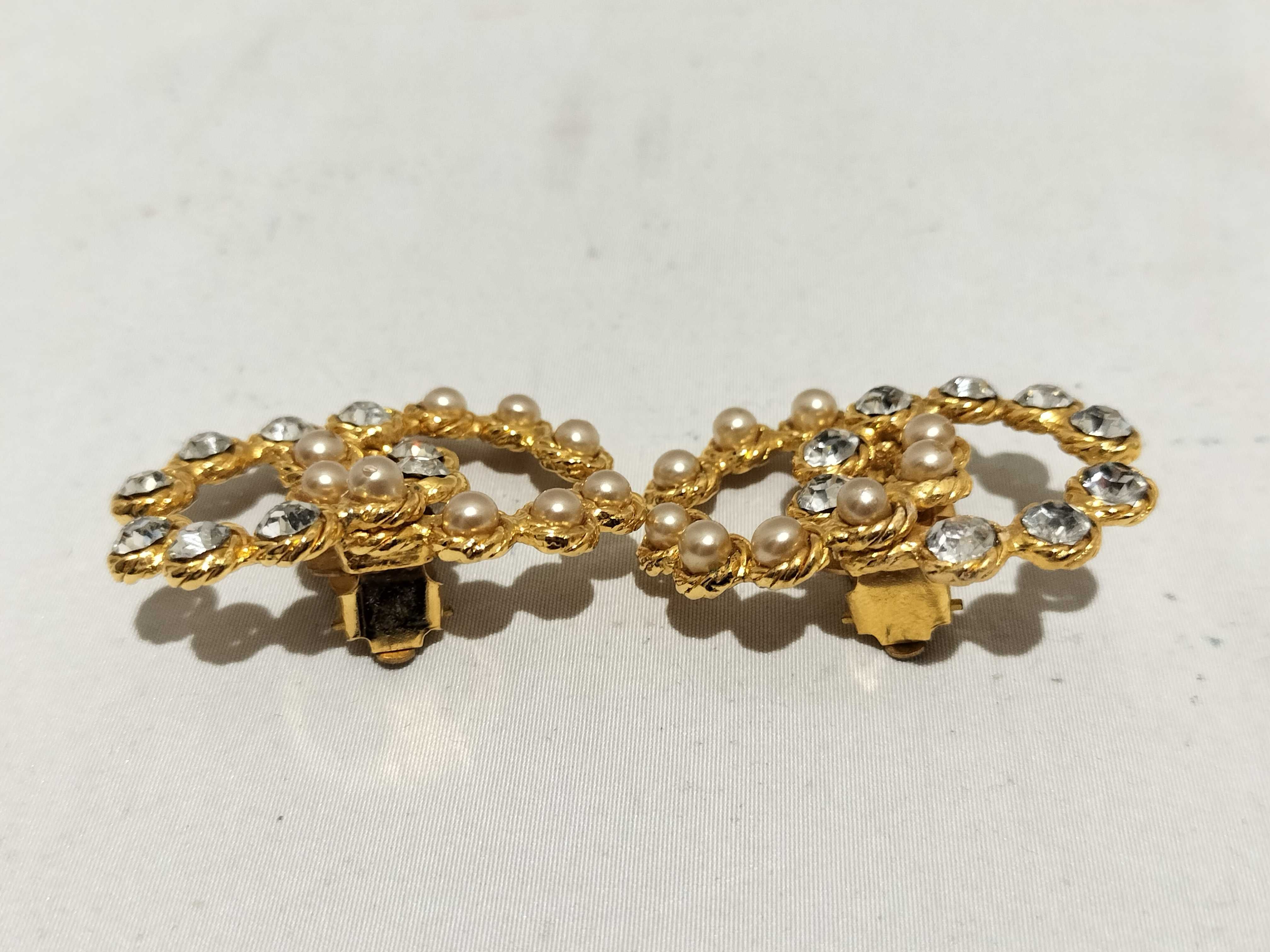 【水曜終了】(10228_0078)CHANEL ココマーク 2250003603397 8 Fパール ラインストーン イヤリング