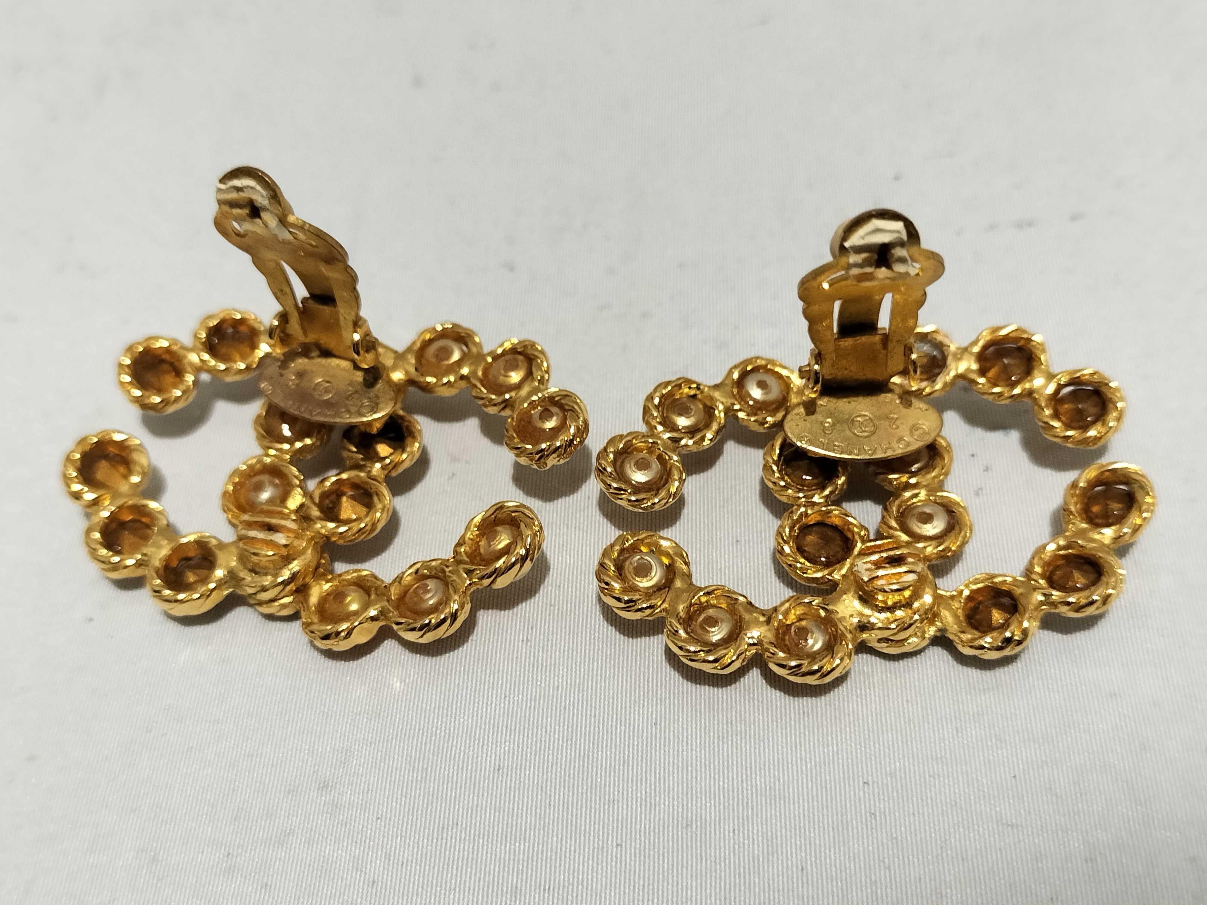 【水曜終了】(10228_0078)CHANEL ココマーク 2250003603397 8 Fパール ラインストーン イヤリング