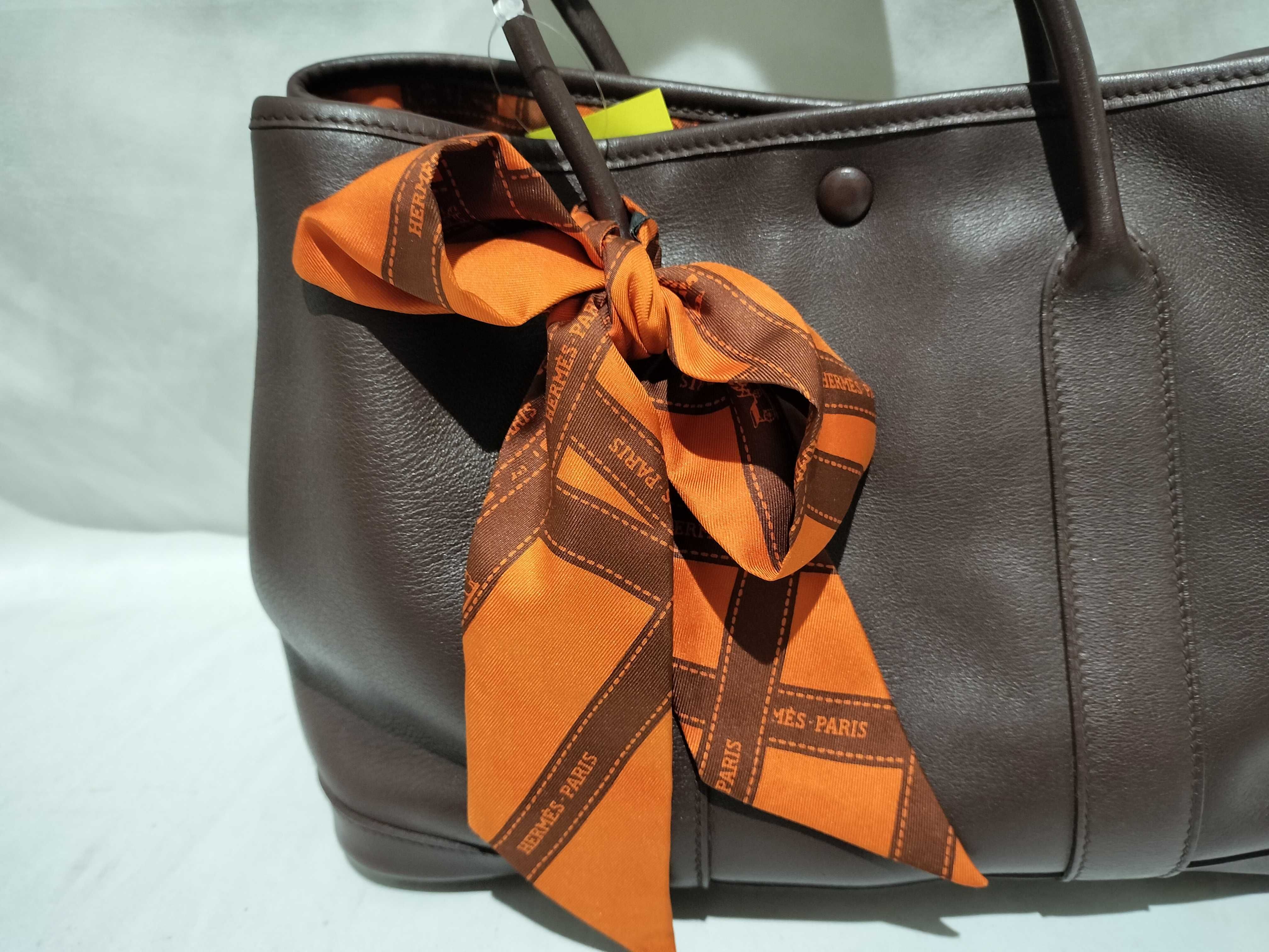 【水曜終了】(10216_0167)HERMES ガーデンパーティ スイフト ガーデンパーティTPM ツイリー ハバナ ハンドバッグ
