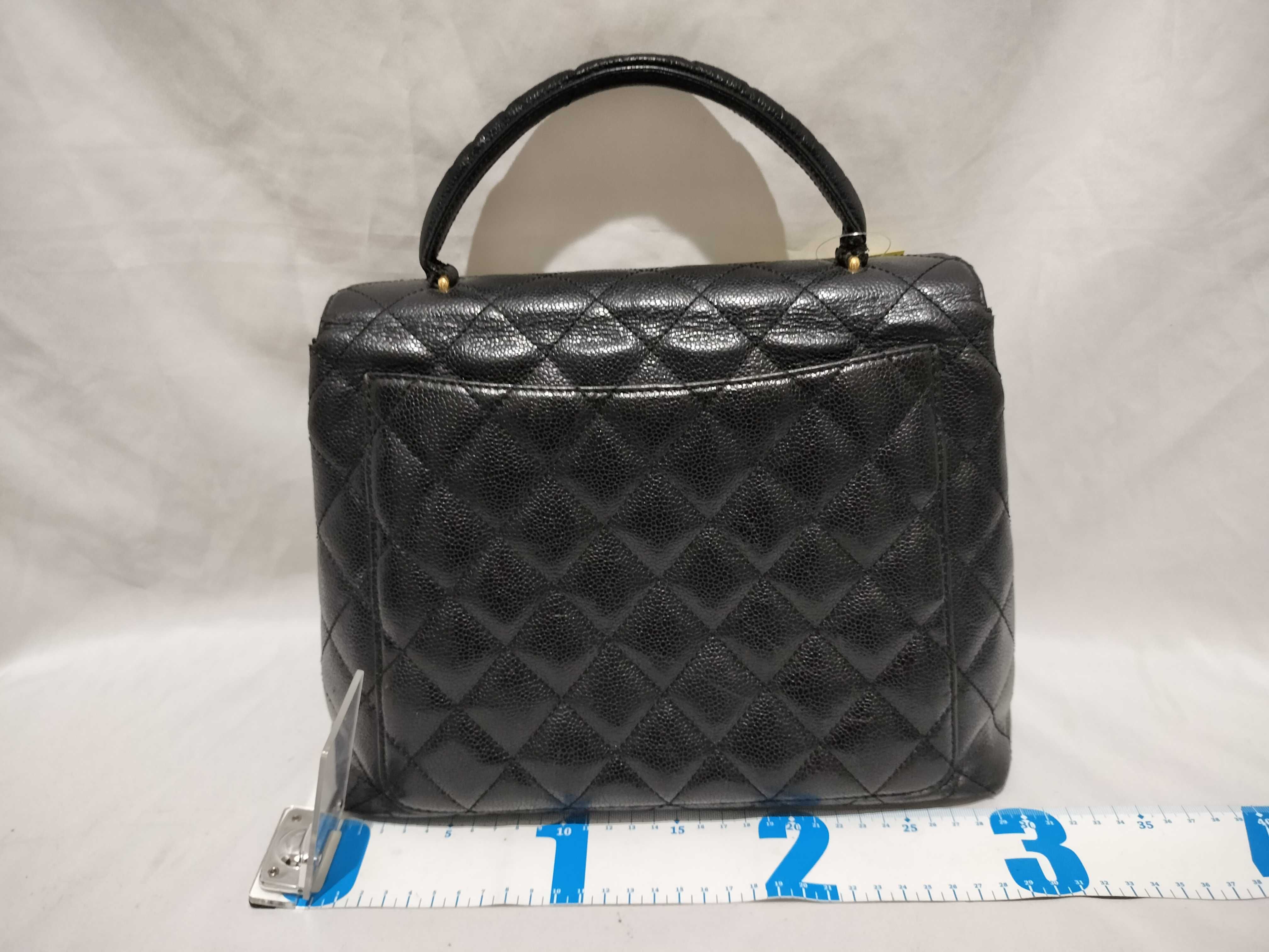 【水曜終了】(10228_0130)CHANEL キャビアスキン ココ ターンロック トップハンドル 8番台 ハンドバッグ