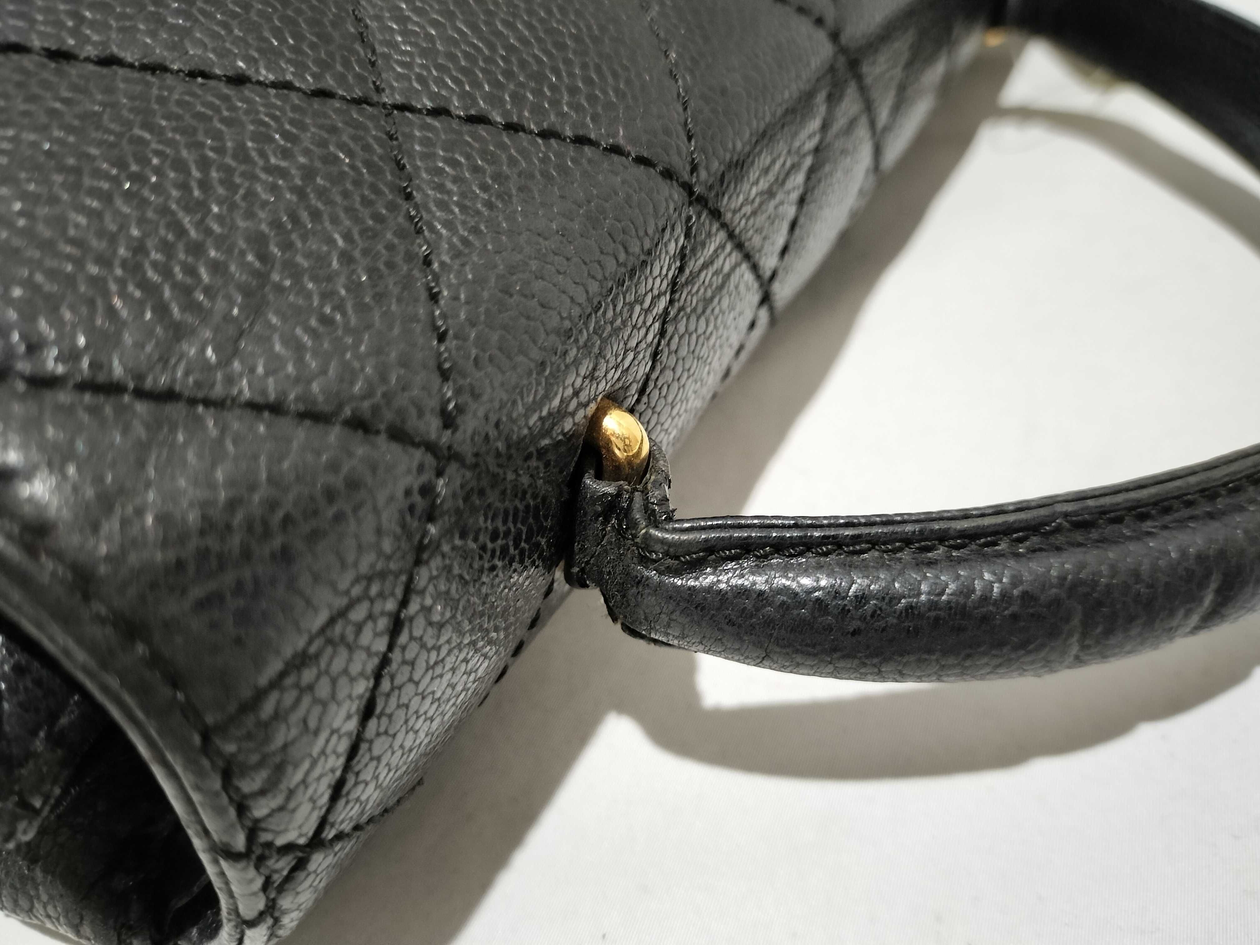 【水曜終了】(10228_0130)CHANEL キャビアスキン ココ ターンロック トップハンドル 8番台 ハンドバッグ