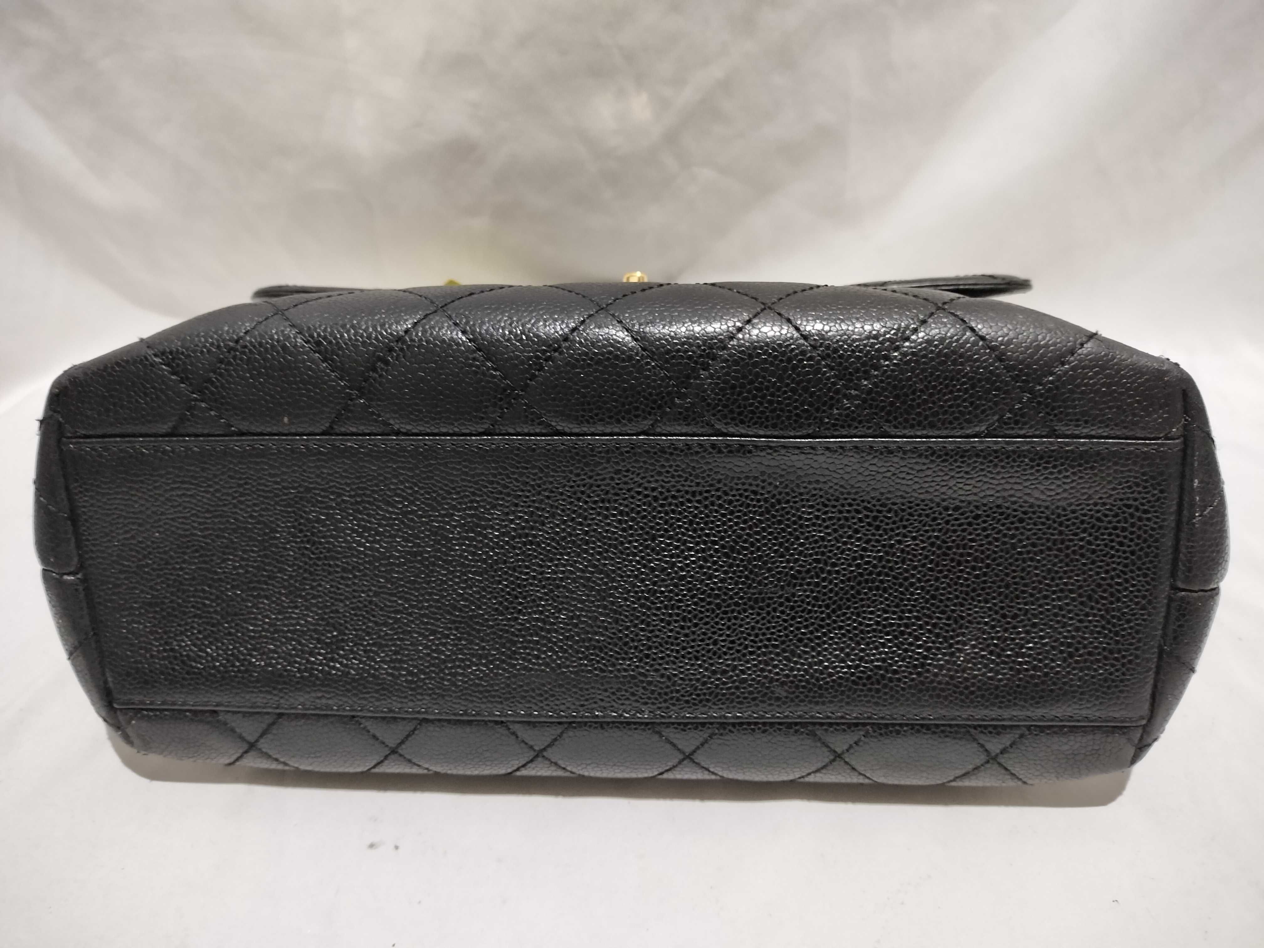 【水曜終了】(10228_0130)CHANEL キャビアスキン ココ ターンロック トップハンドル 8番台 ハンドバッグ