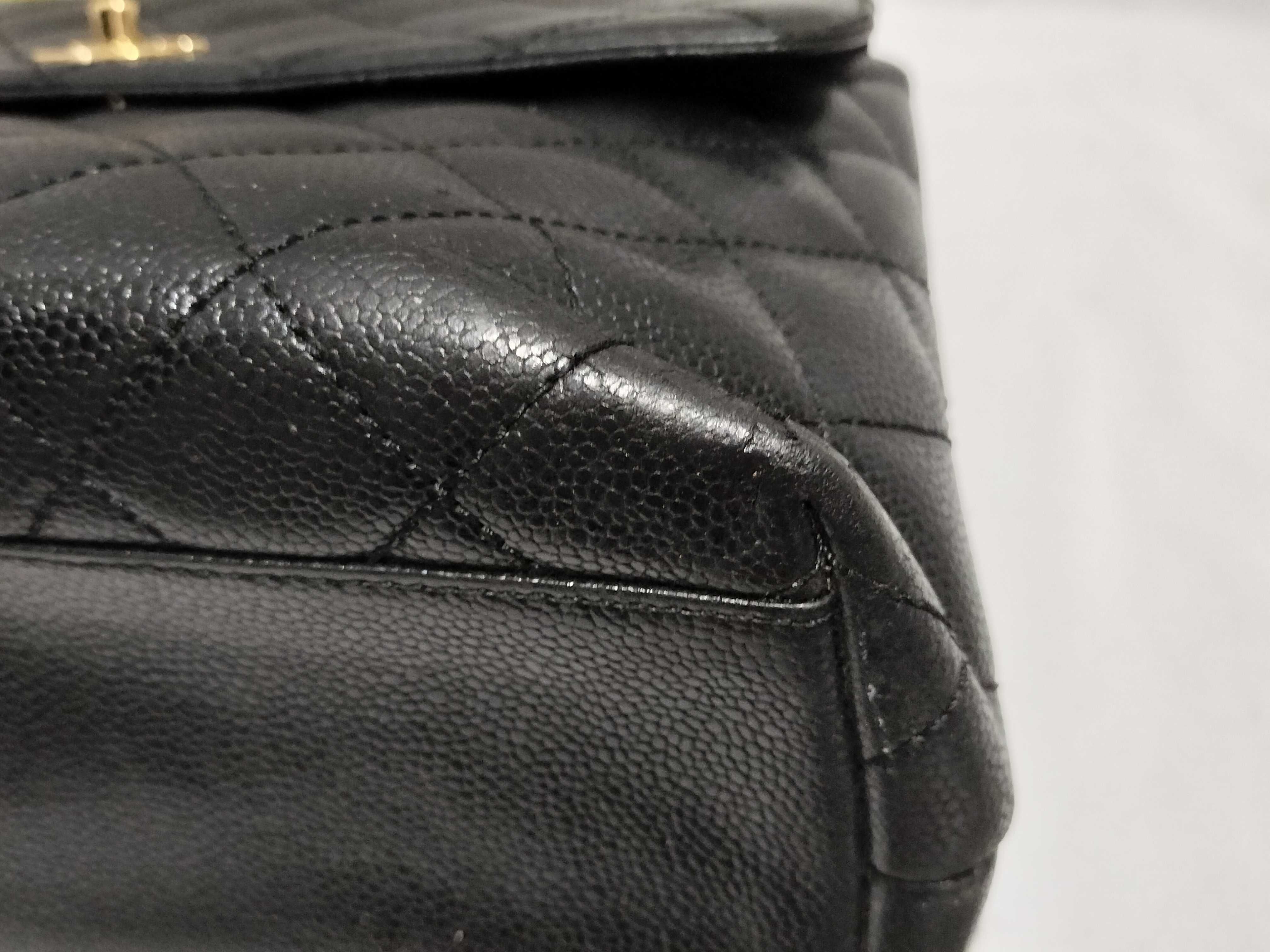 【水曜終了】(10228_0130)CHANEL キャビアスキン ココ ターンロック トップハンドル 8番台 ハンドバッグ