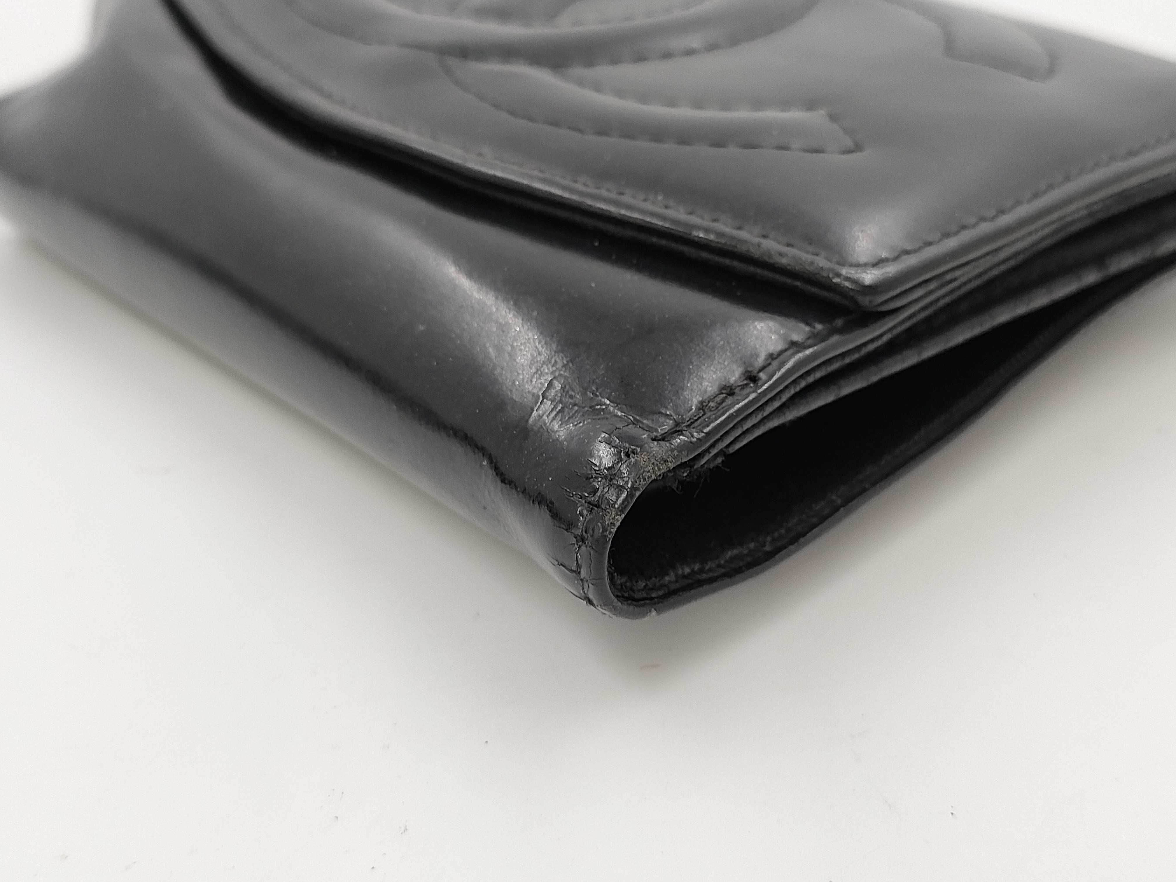 【水曜終了】(10228_0128)CHANEL エナメル ココ 三折財布 ※シール無 財布
