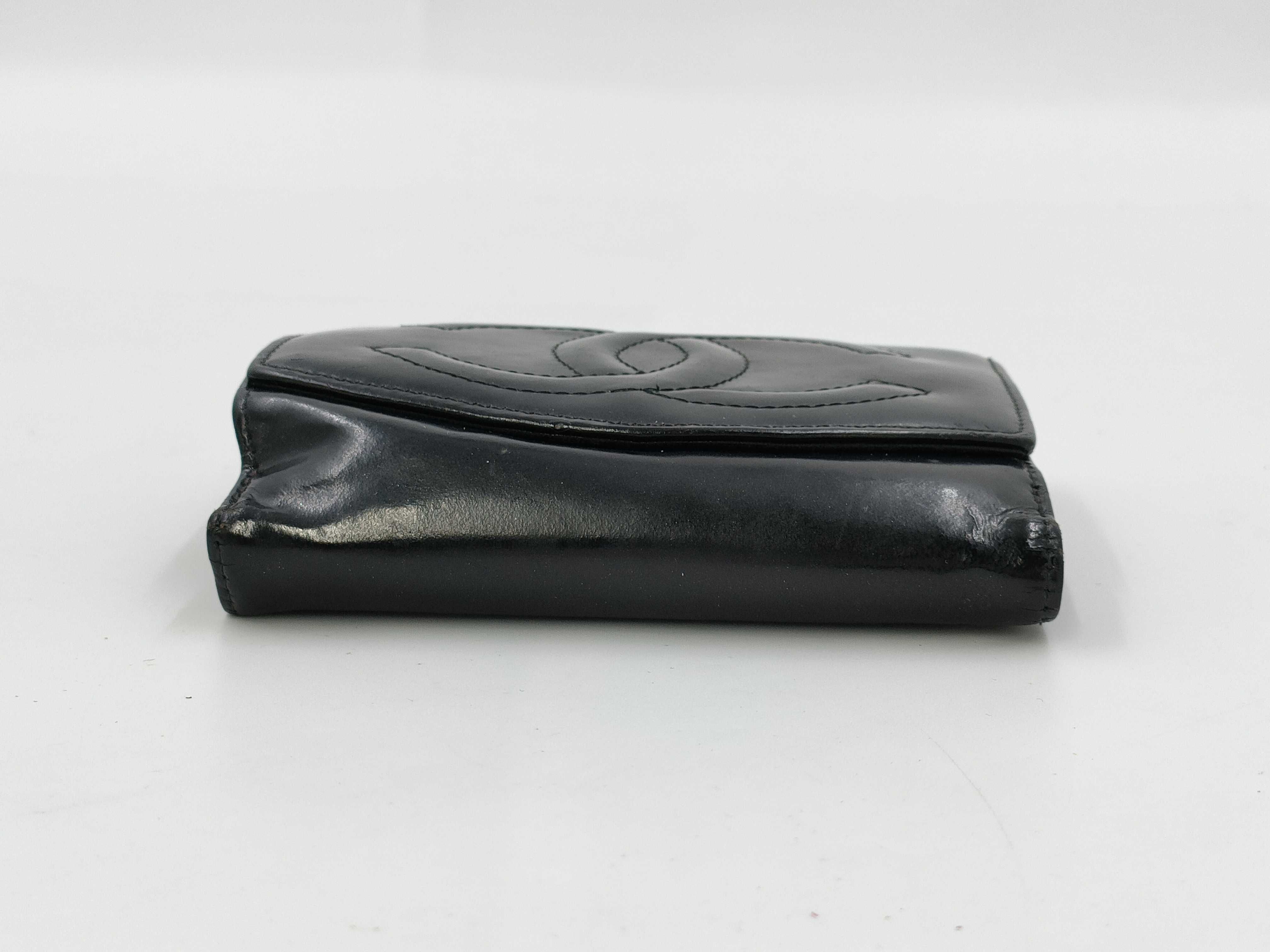 【水曜終了】(10228_0128)CHANEL エナメル ココ 三折財布 ※シール無 財布