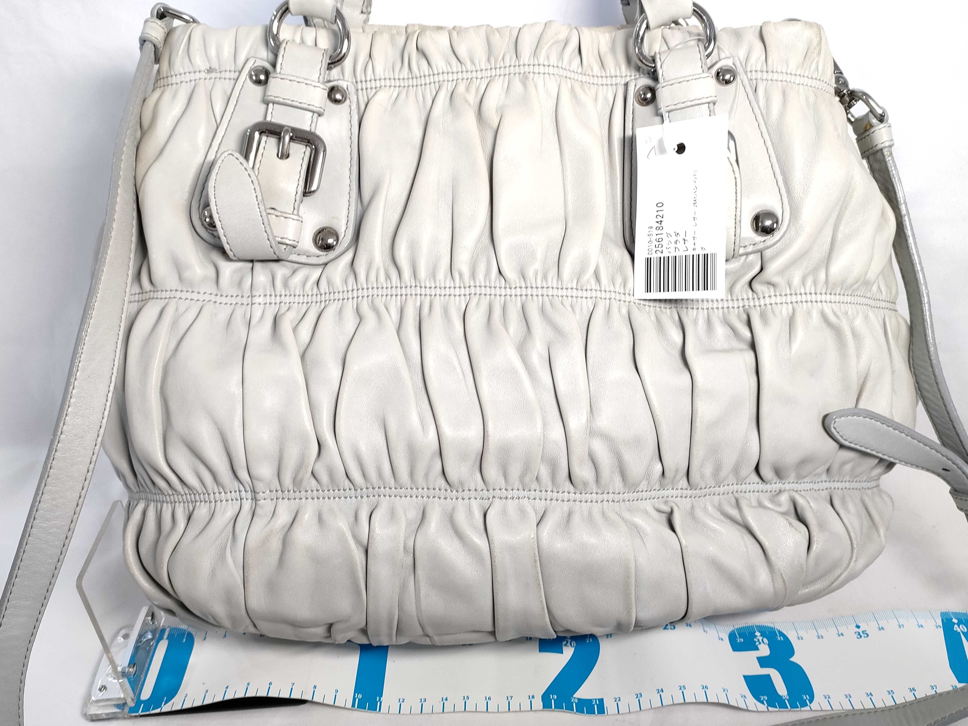 【水曜終了】(10230_0265)PRADA ギャザー レザー 2WAYハンドバッグ ハンドバッグ