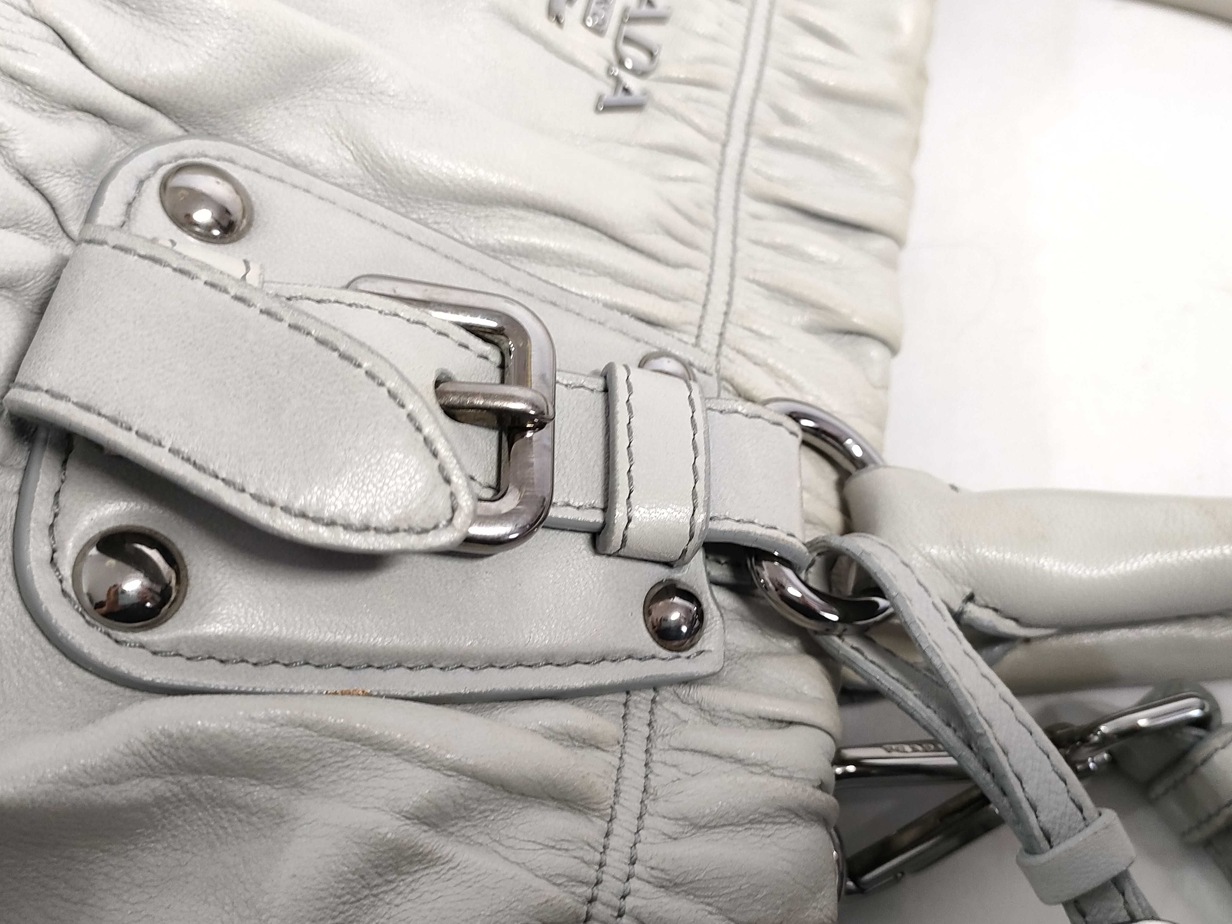 【水曜終了】(10230_0265)PRADA ギャザー レザー 2WAYハンドバッグ ハンドバッグ