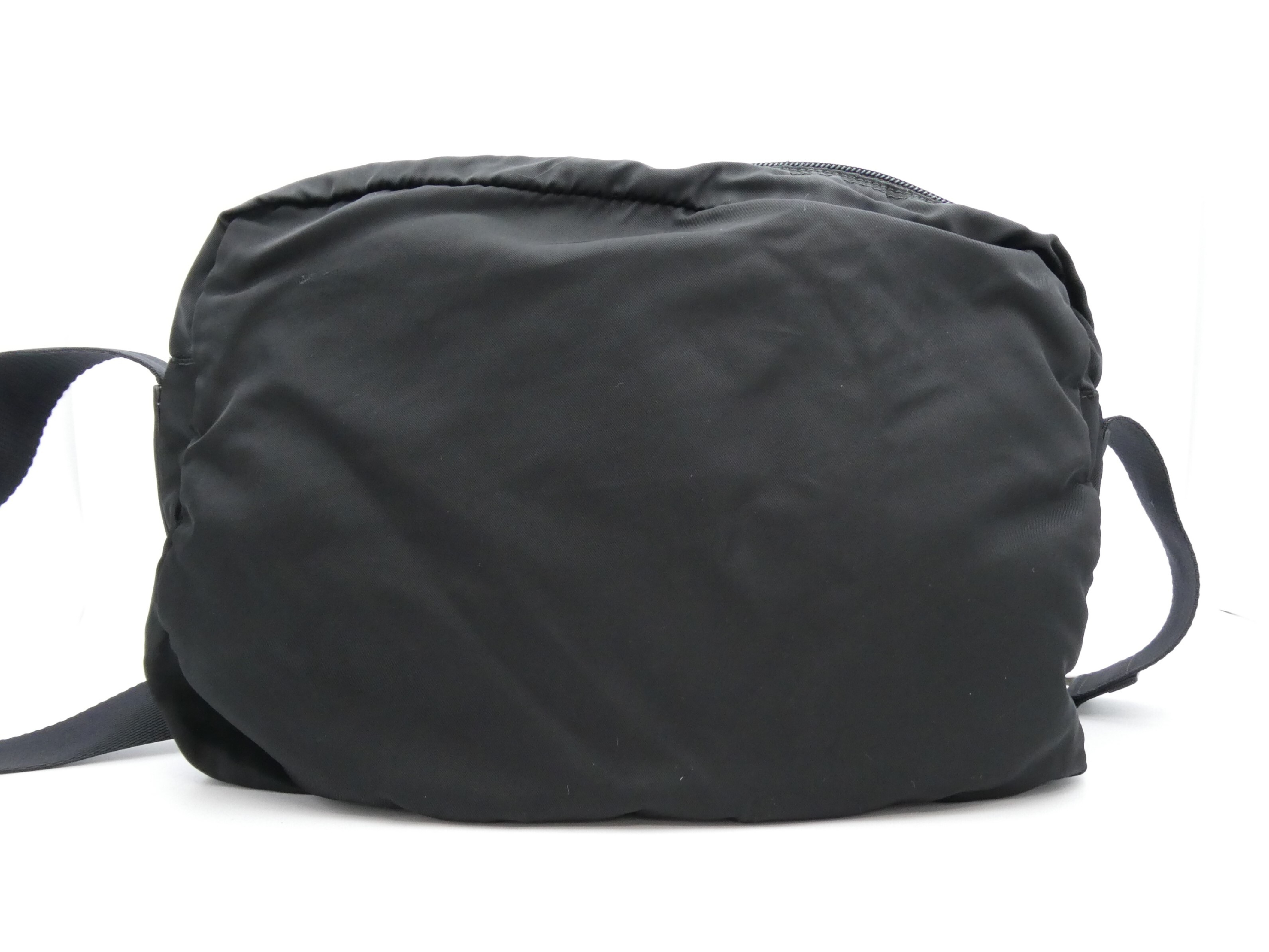 【水曜終了】(10827_0064)PRADA ロゴプレート ナイロン レザー ショルダーバッグ