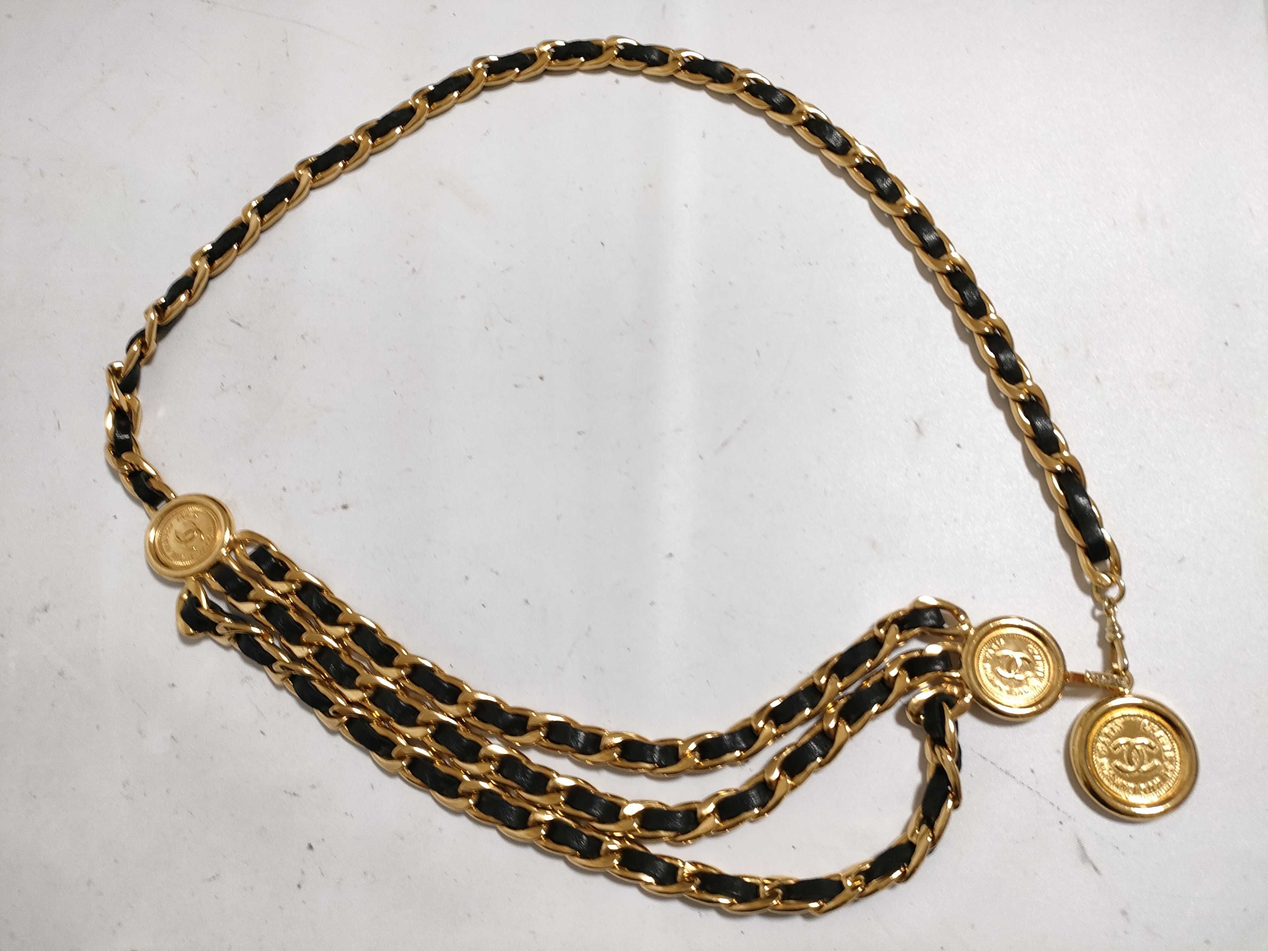 【水曜終了】(10228_0005)CHANEL ココ チェーン 黒 ベルト