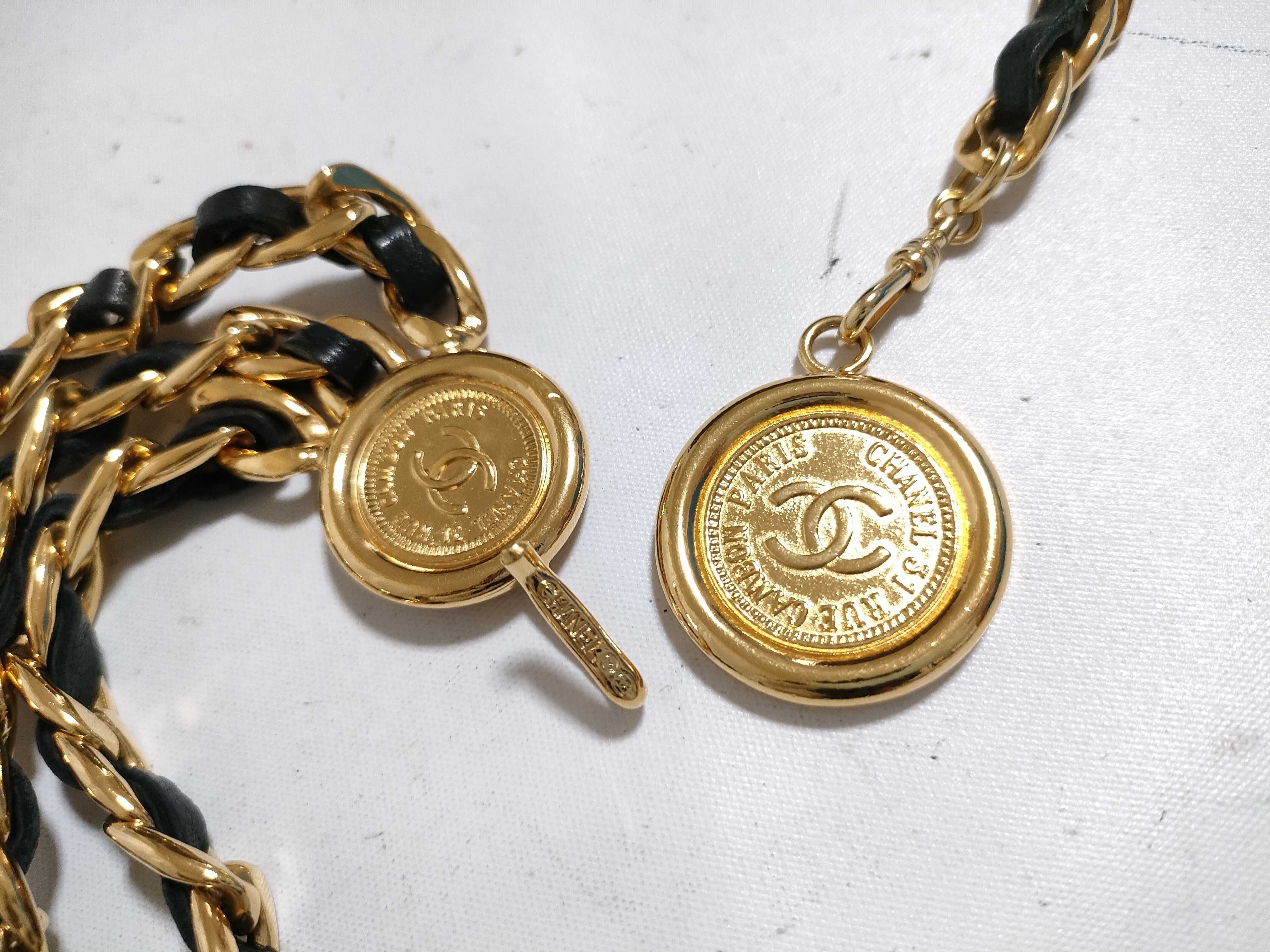 【水曜終了】(10228_0005)CHANEL ココ チェーン 黒 ベルト