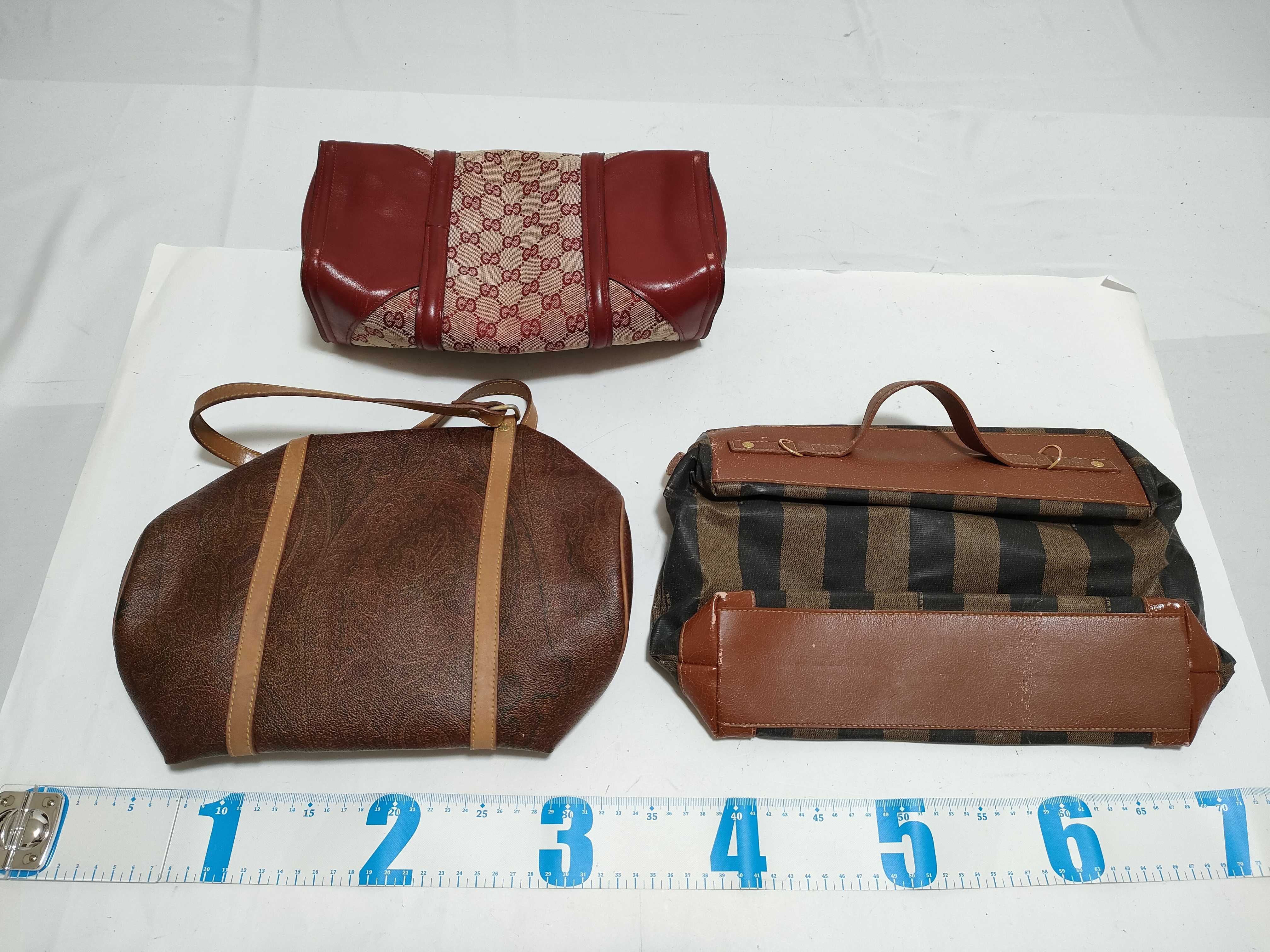 【水曜終了】(10223_0135)GUCCI GGキャンバス フェンディ/エトロ*3 ハンドバッグ