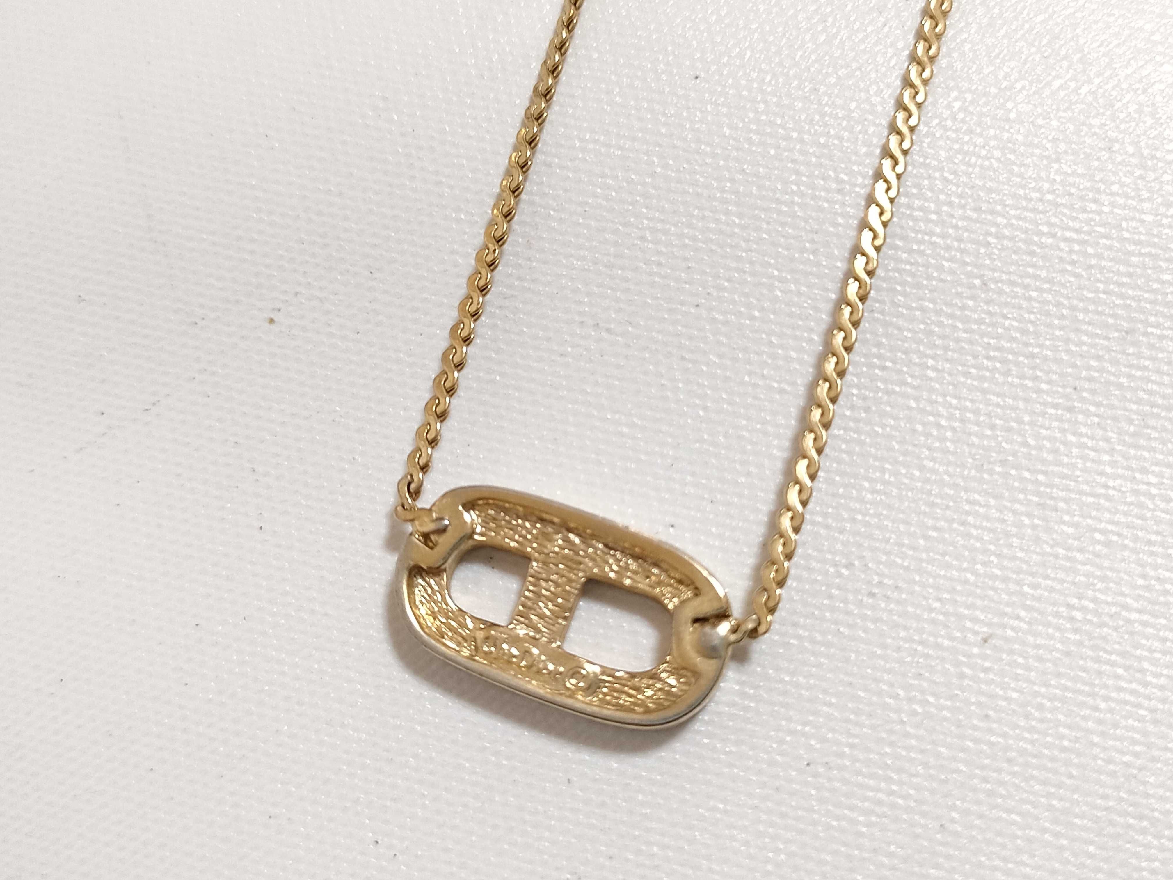 【水曜終了】(10221_0683)Dior ロゴ ラインストーン ゴールドネックレス ネックレス
