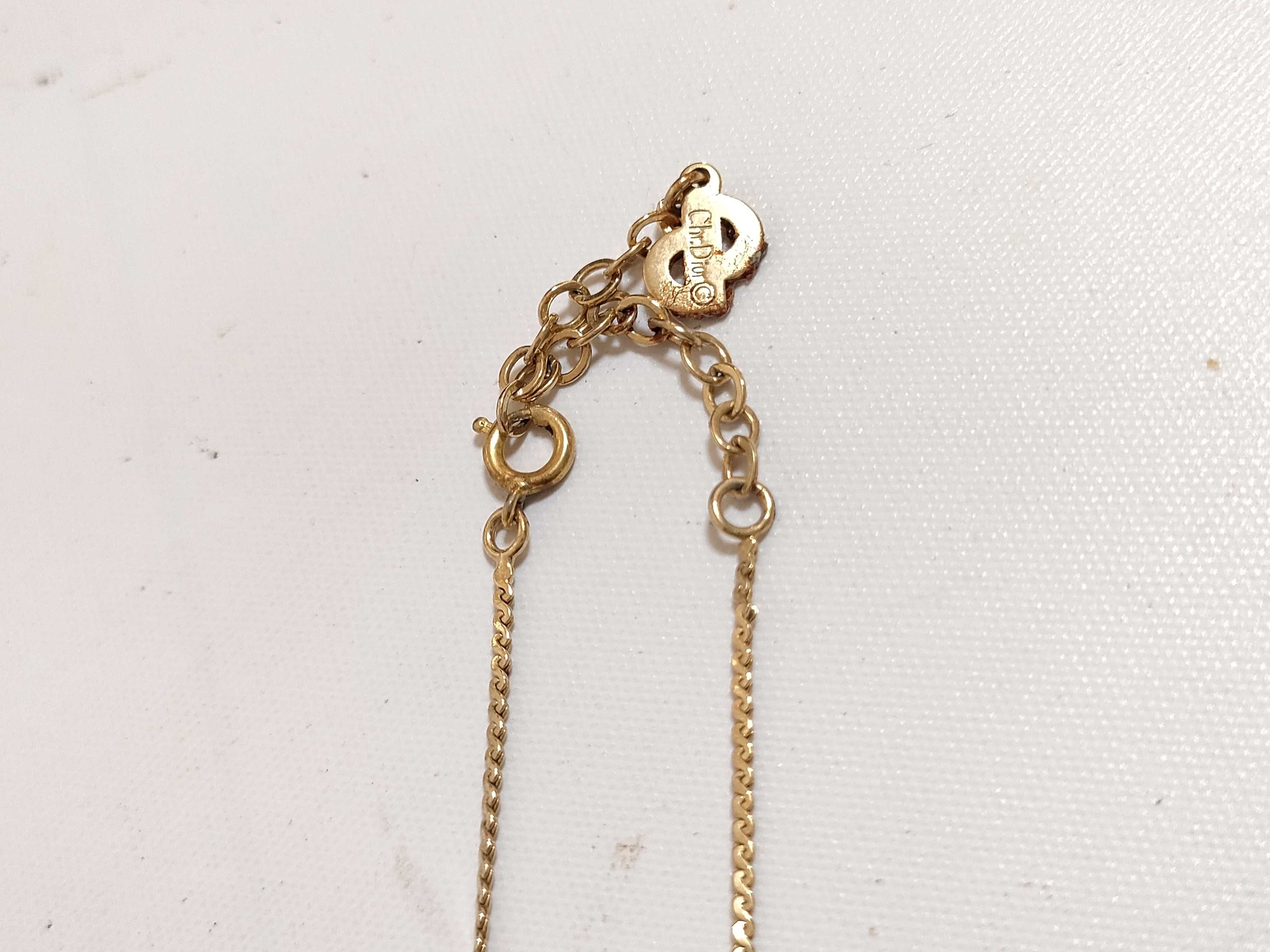 【水曜終了】(10221_0683)Dior ロゴ ラインストーン ゴールドネックレス ネックレス