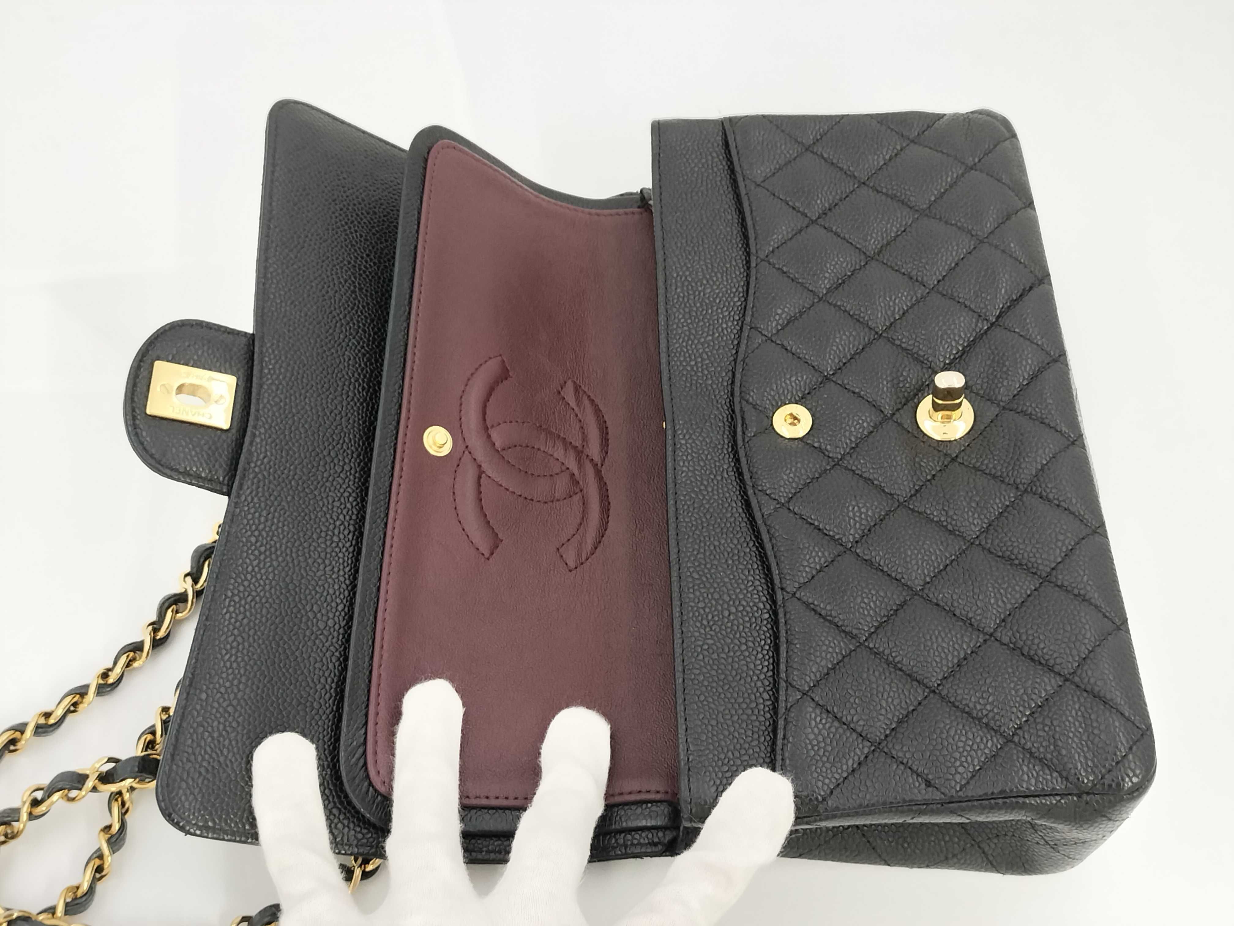 【水曜終了】(10814_0242)CHANEL マトラッセ25 Wフラップ キャビア 黒 チェーンショルダーバッグ