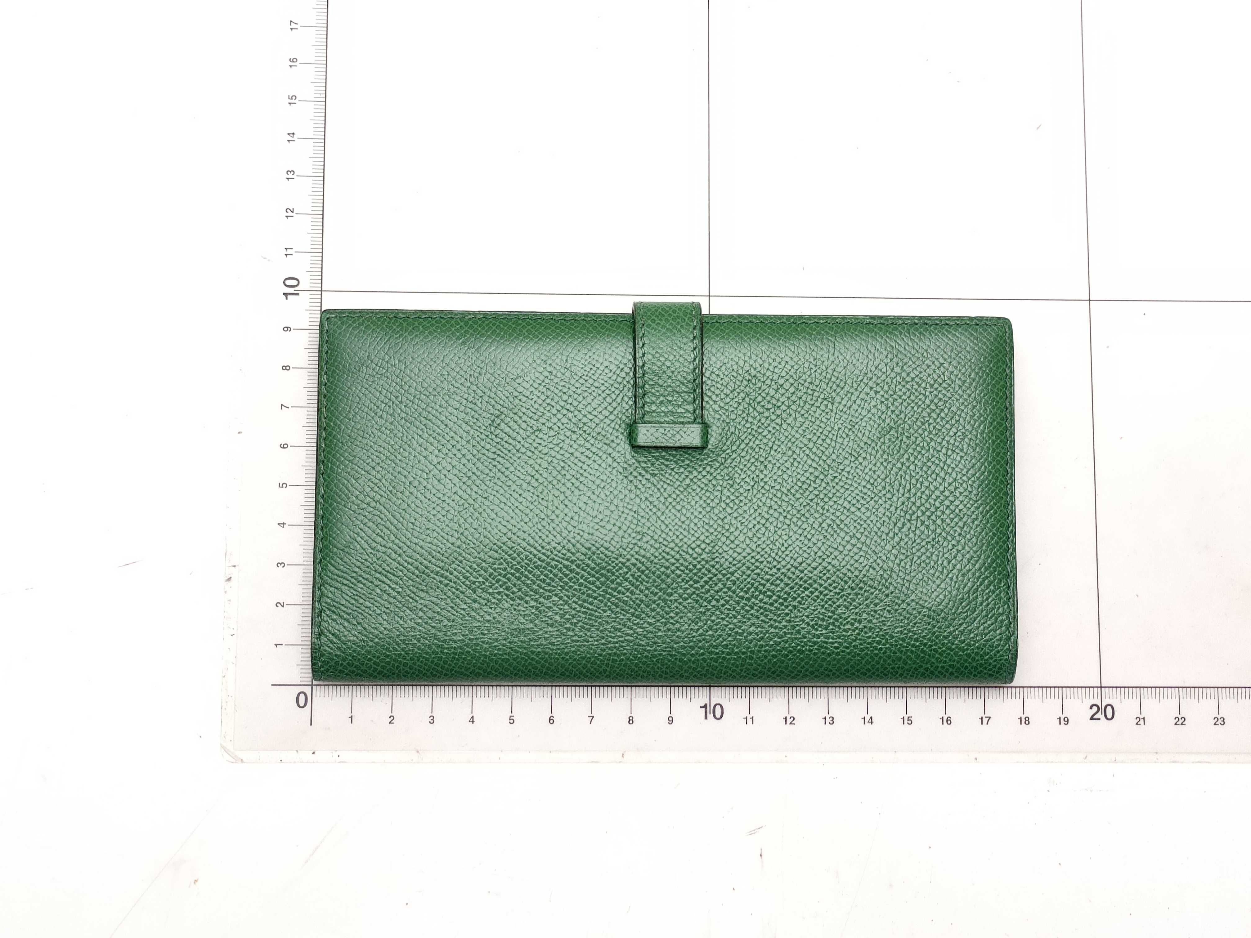 【水曜終了】(10216_0054)HERMES ベアン グリーン/クシュベル 財布