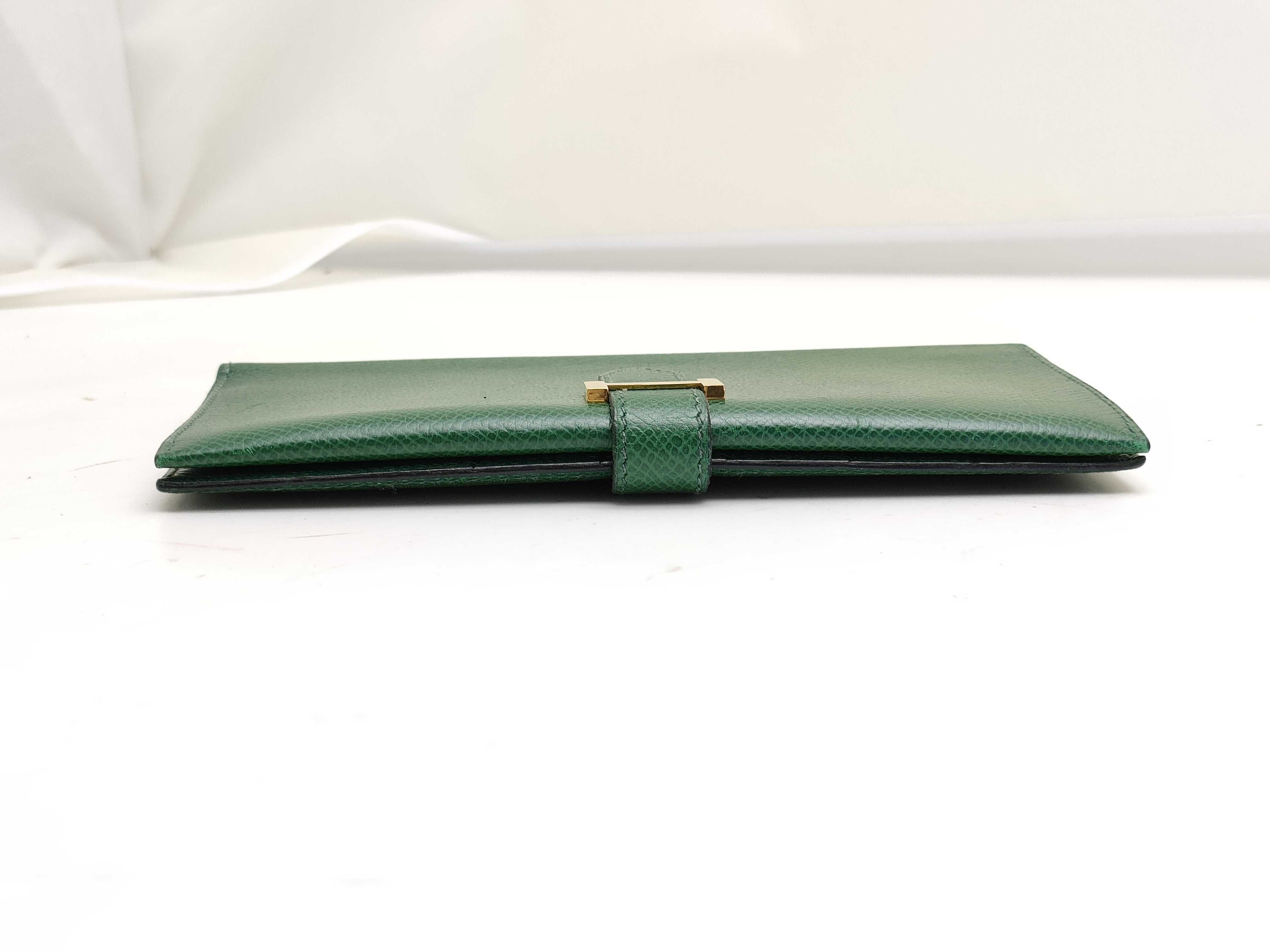 【水曜終了】(10216_0054)HERMES ベアン グリーン/クシュベル 財布