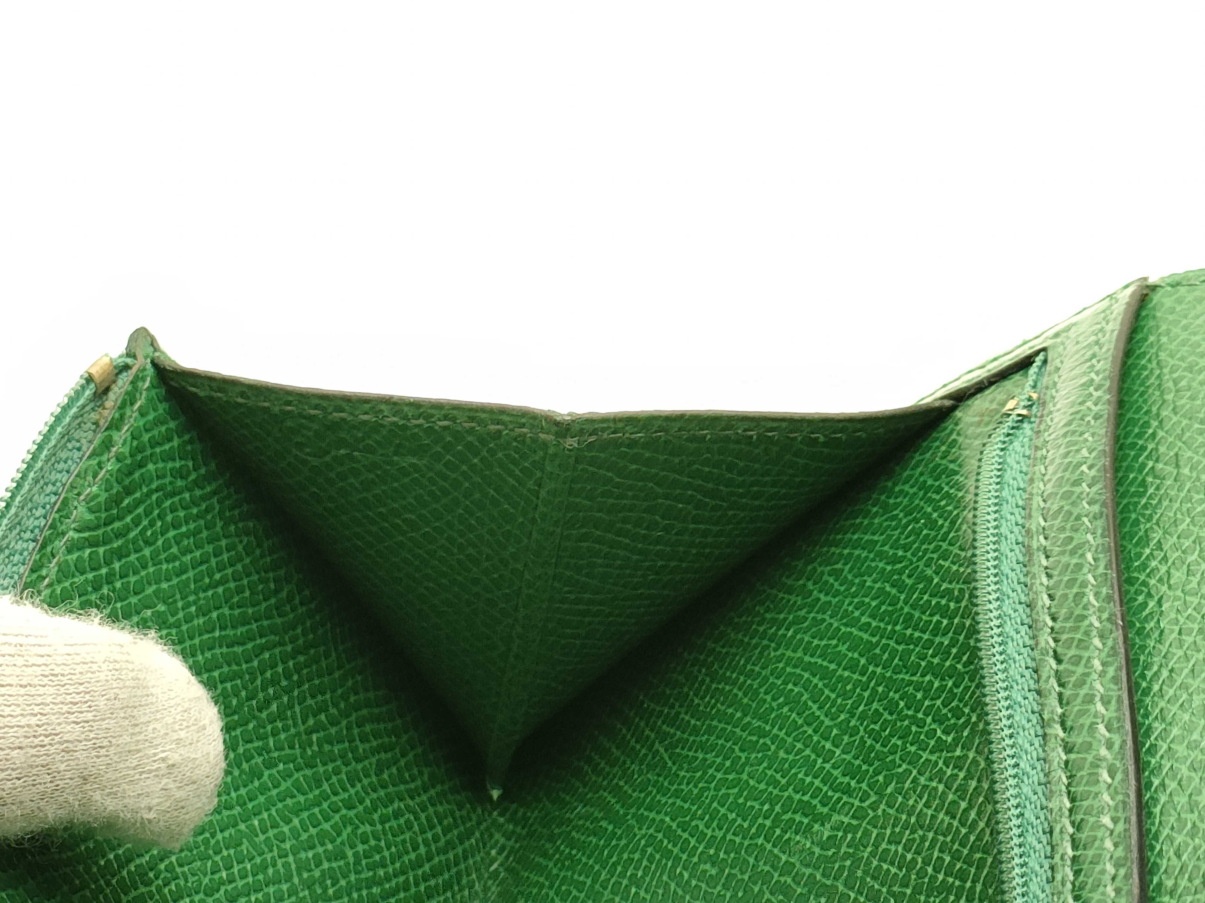【水曜終了】(10216_0054)HERMES ベアン グリーン/クシュベル 財布