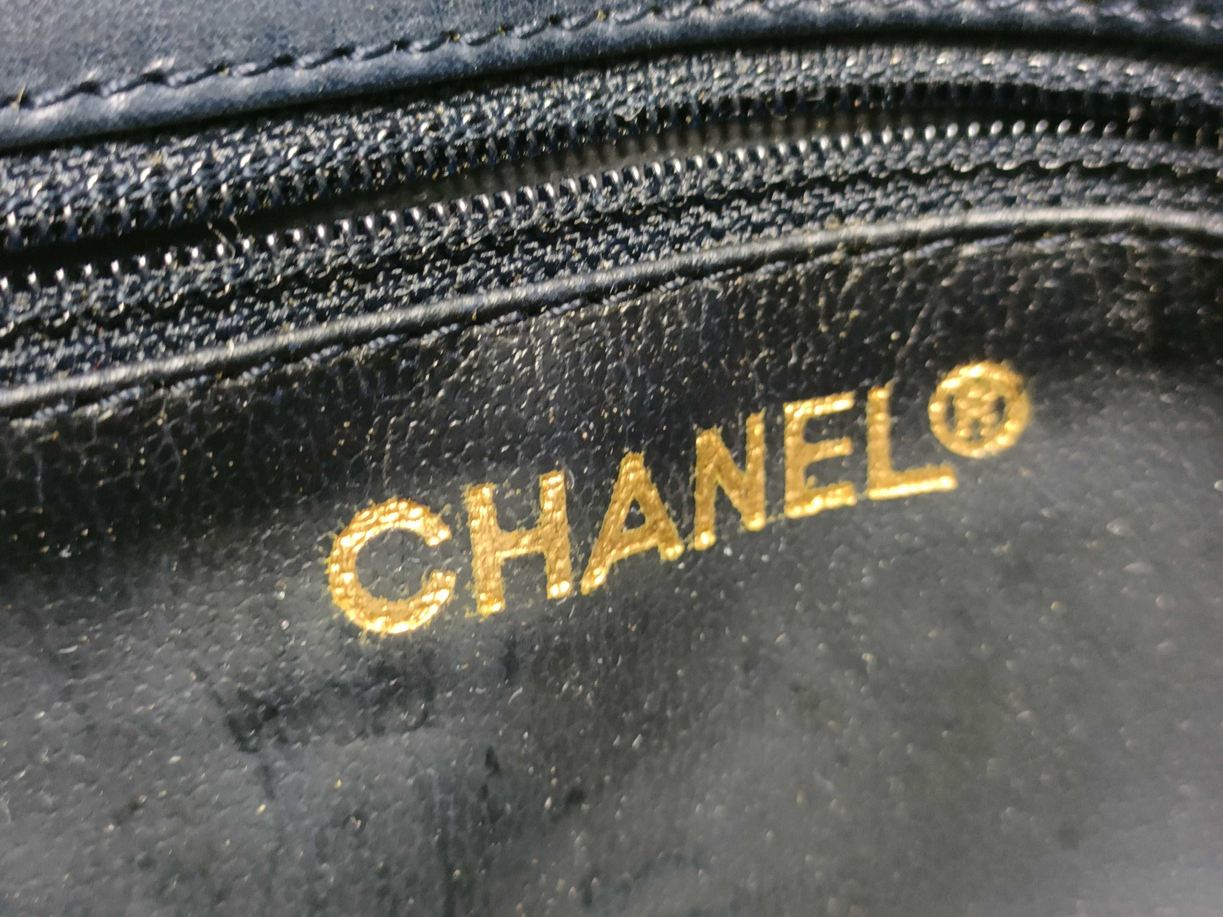 【水曜終了】(10228_0006)CHANEL ラムスキン ウエストポーチ/ネイビー ウエストバッグ