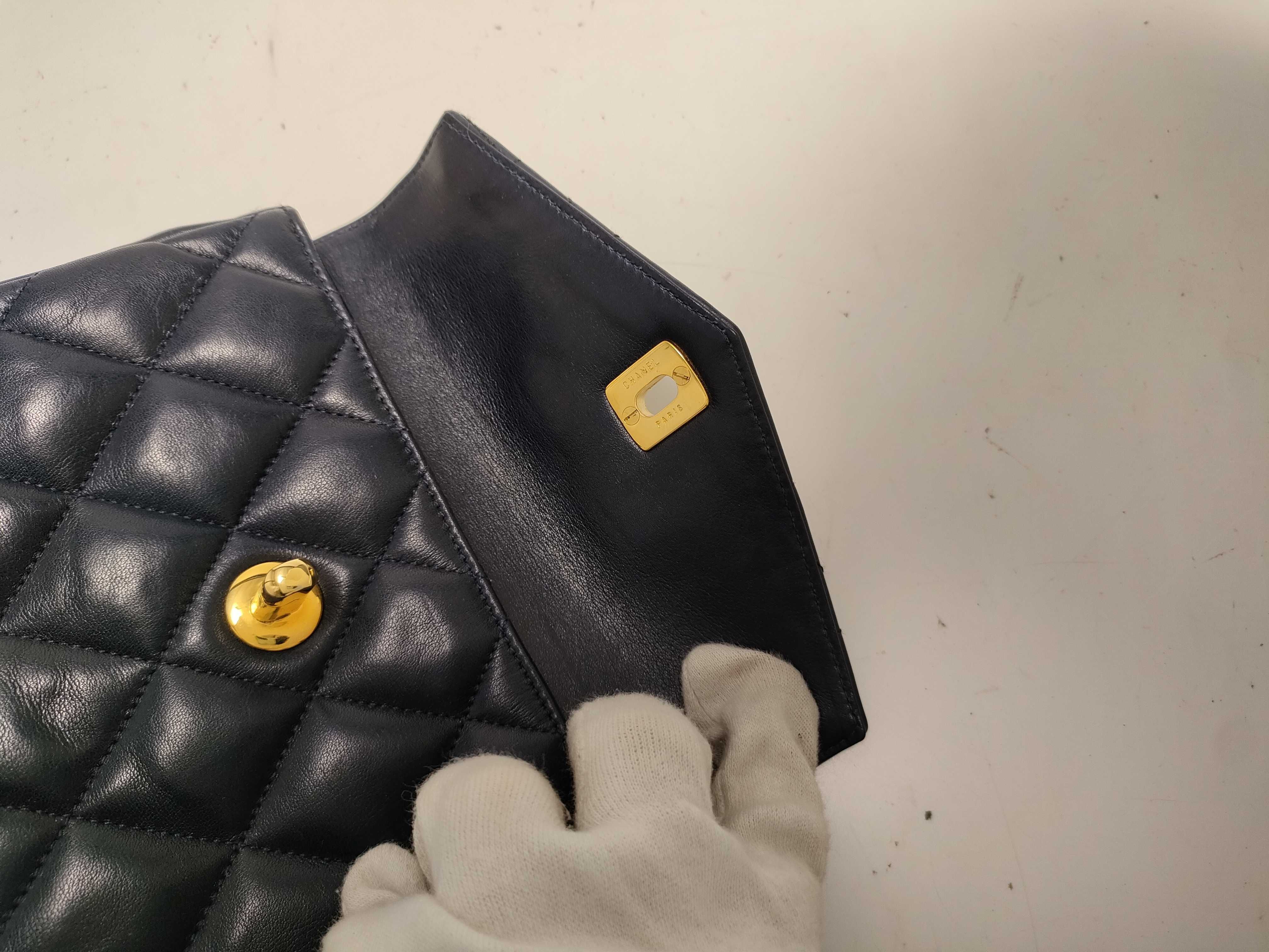 【水曜終了】(10228_0006)CHANEL ラムスキン ウエストポーチ/ネイビー ウエストバッグ