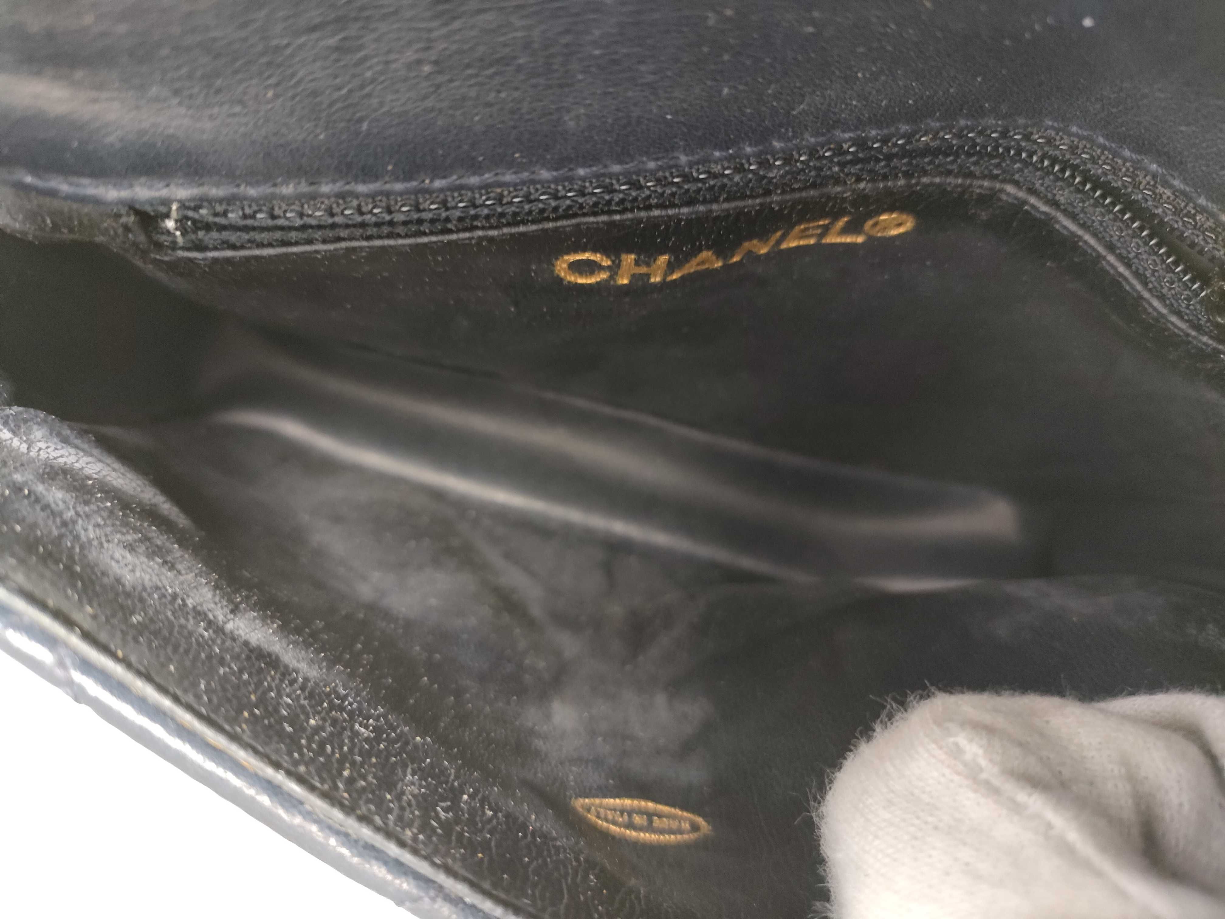 【水曜終了】(10228_0006)CHANEL ラムスキン ウエストポーチ/ネイビー ウエストバッグ