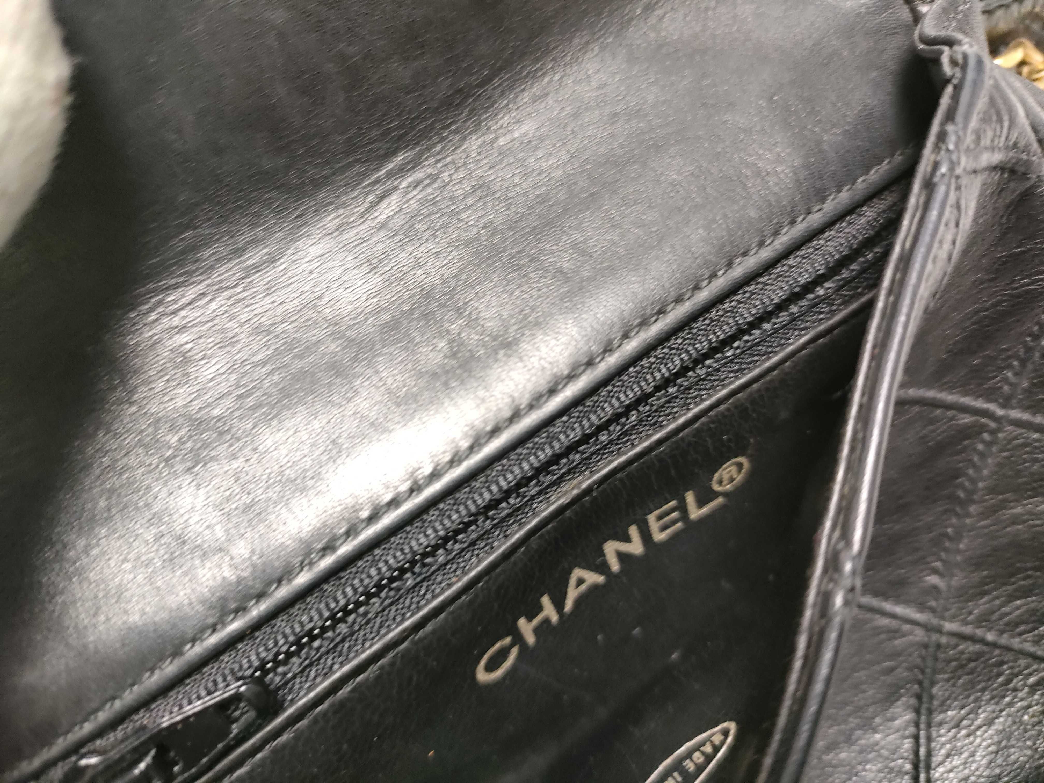 【水曜終了】(10228_0007)CHANEL ラムスキン ウエストポーチ/黒 ウエストバッグ