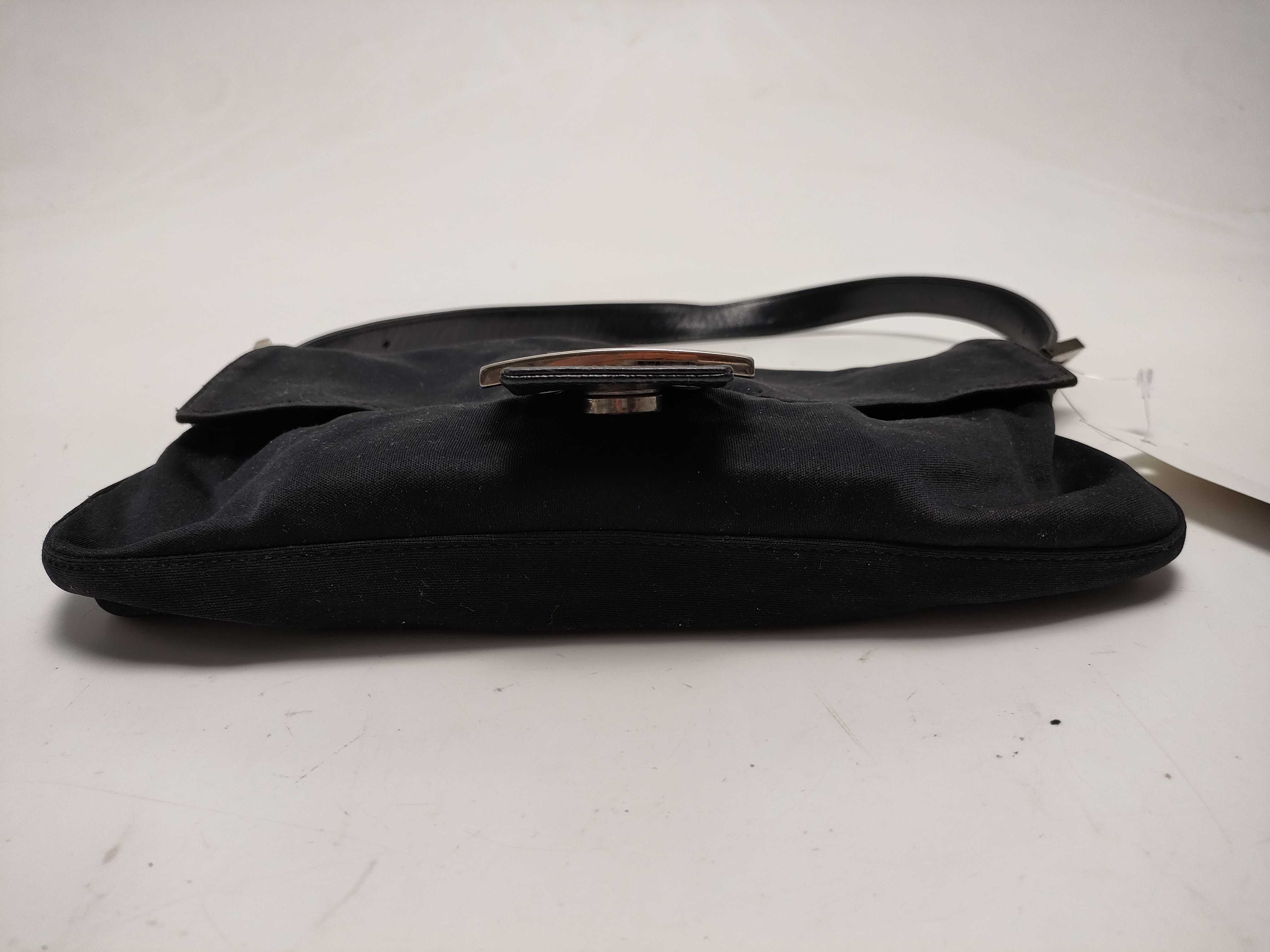 【水曜終了】(10230_0313)FENDI マンマ ナイロン 黒×シルバー金具 ショルダーバッグ