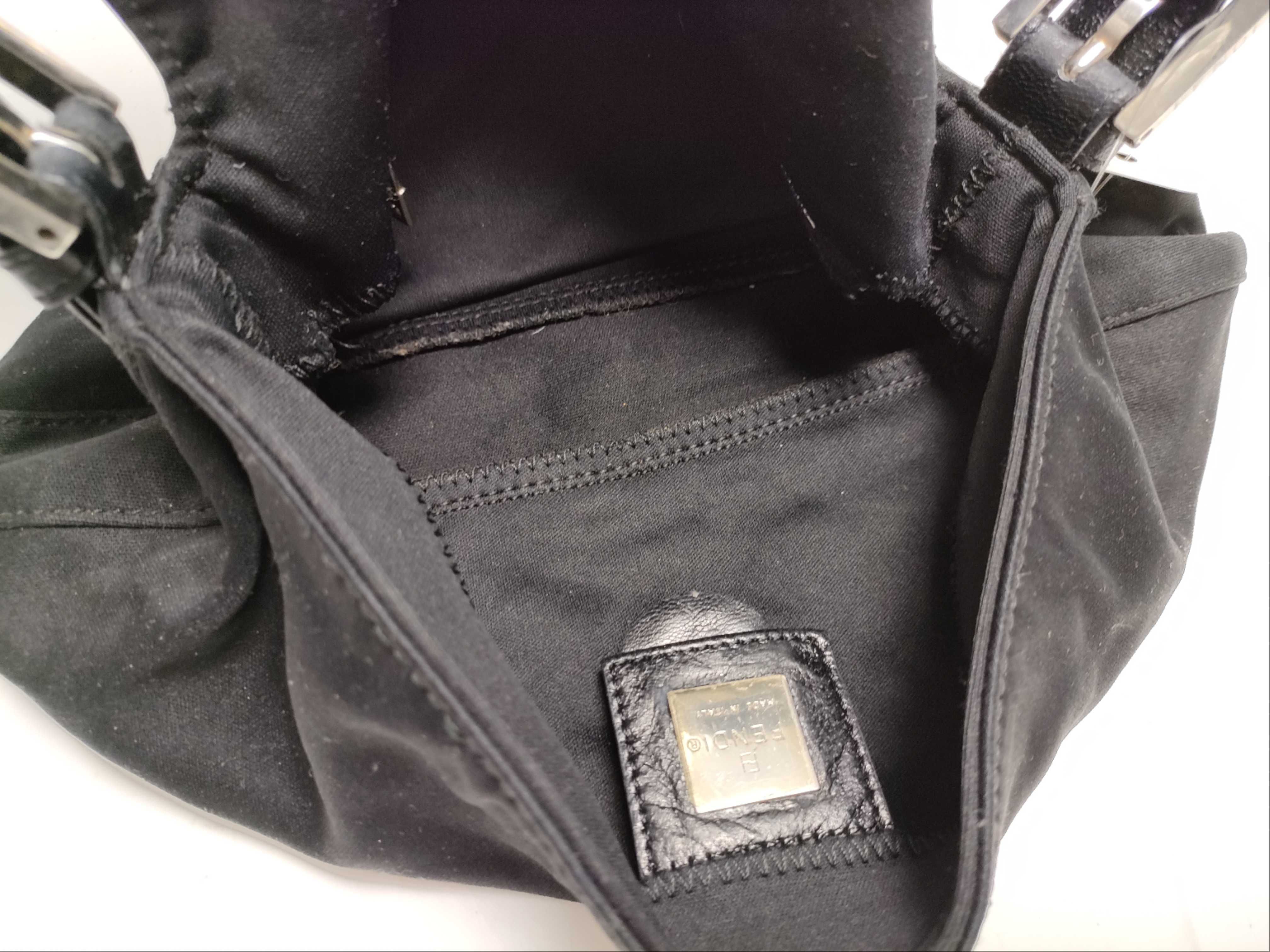 【水曜終了】(10230_0313)FENDI マンマ ナイロン 黒×シルバー金具 ショルダーバッグ