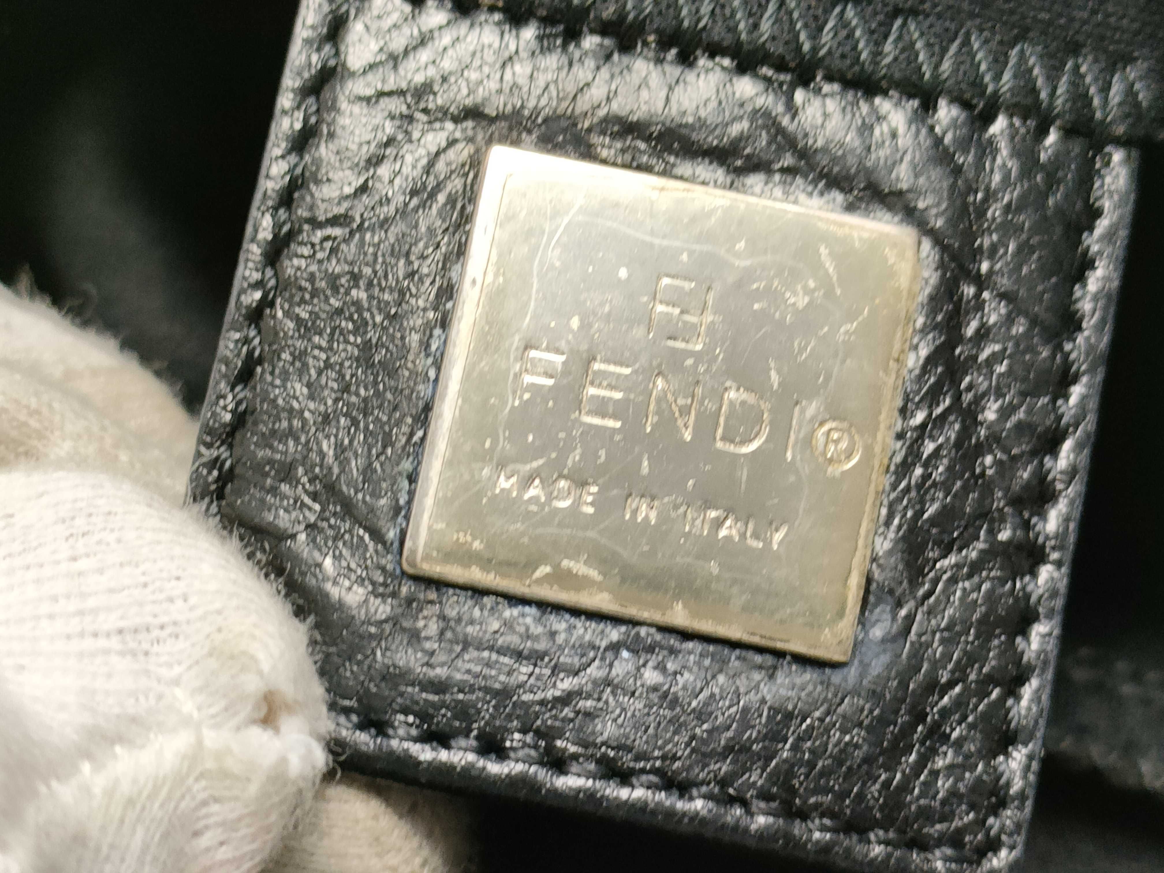 【水曜終了】(10230_0313)FENDI マンマ ナイロン 黒×シルバー金具 ショルダーバッグ