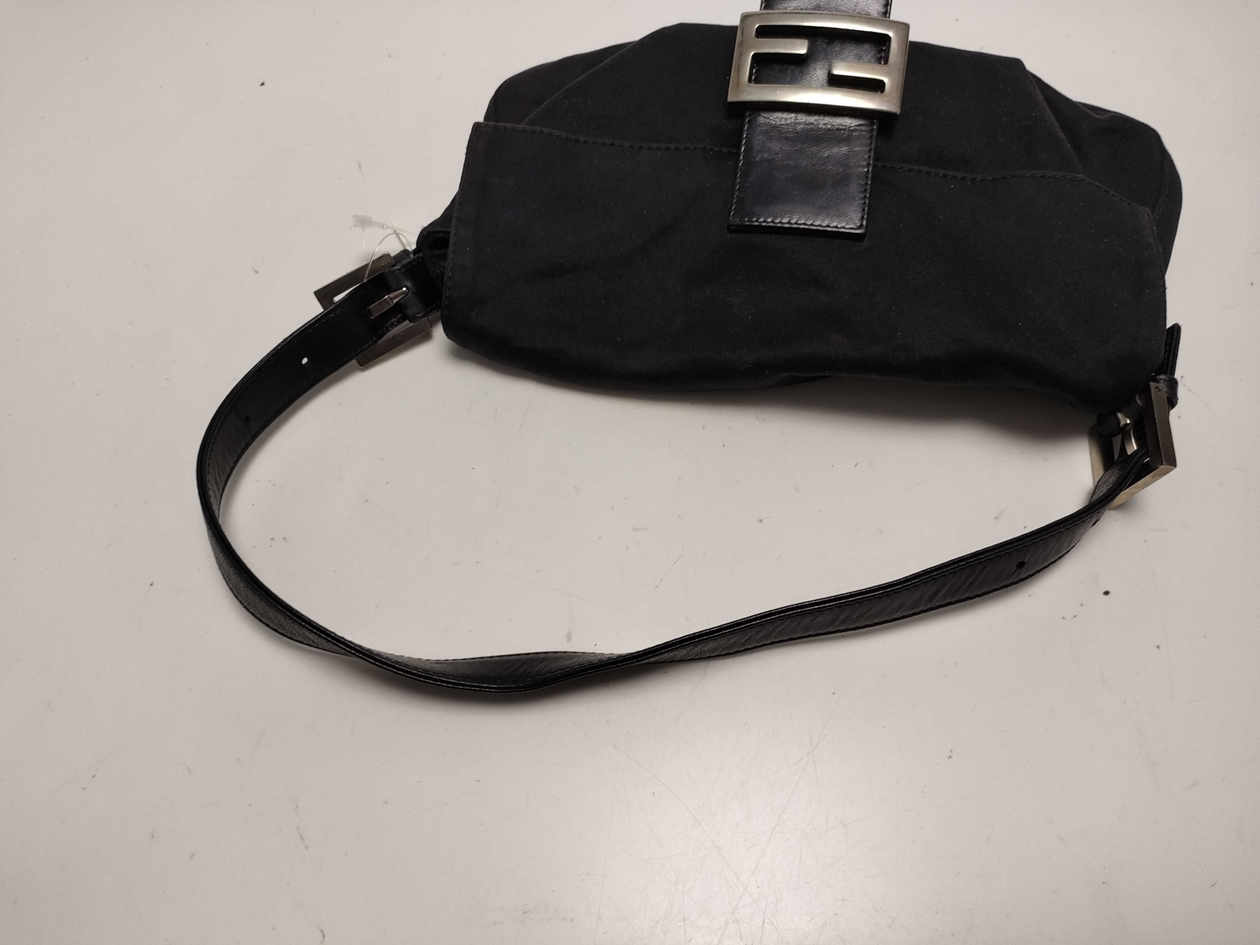 【水曜終了】(10230_0313)FENDI マンマ ナイロン 黒×シルバー金具 ショルダーバッグ