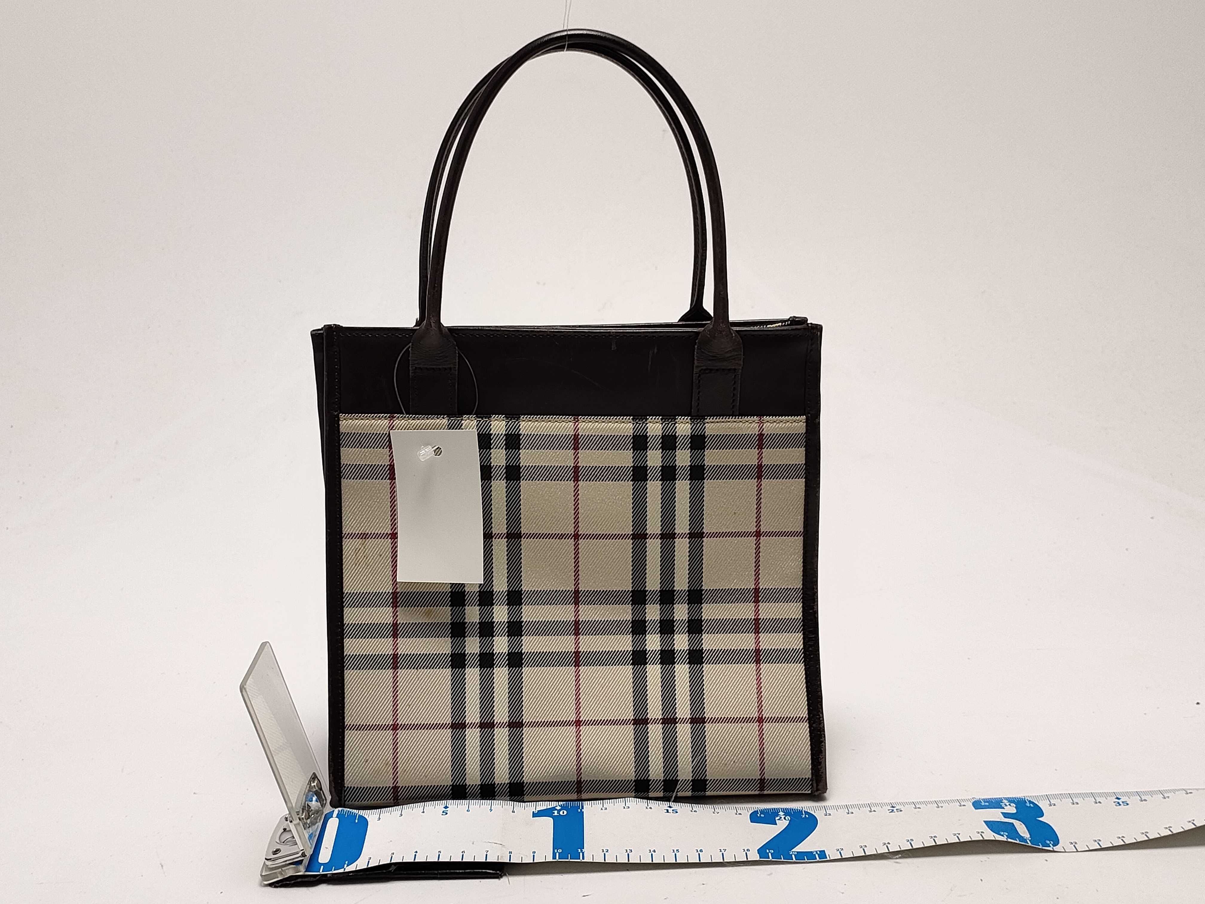 【水曜終了】(10220_0230)BURBERRY チャック キャンバス×レザー トートバッグ