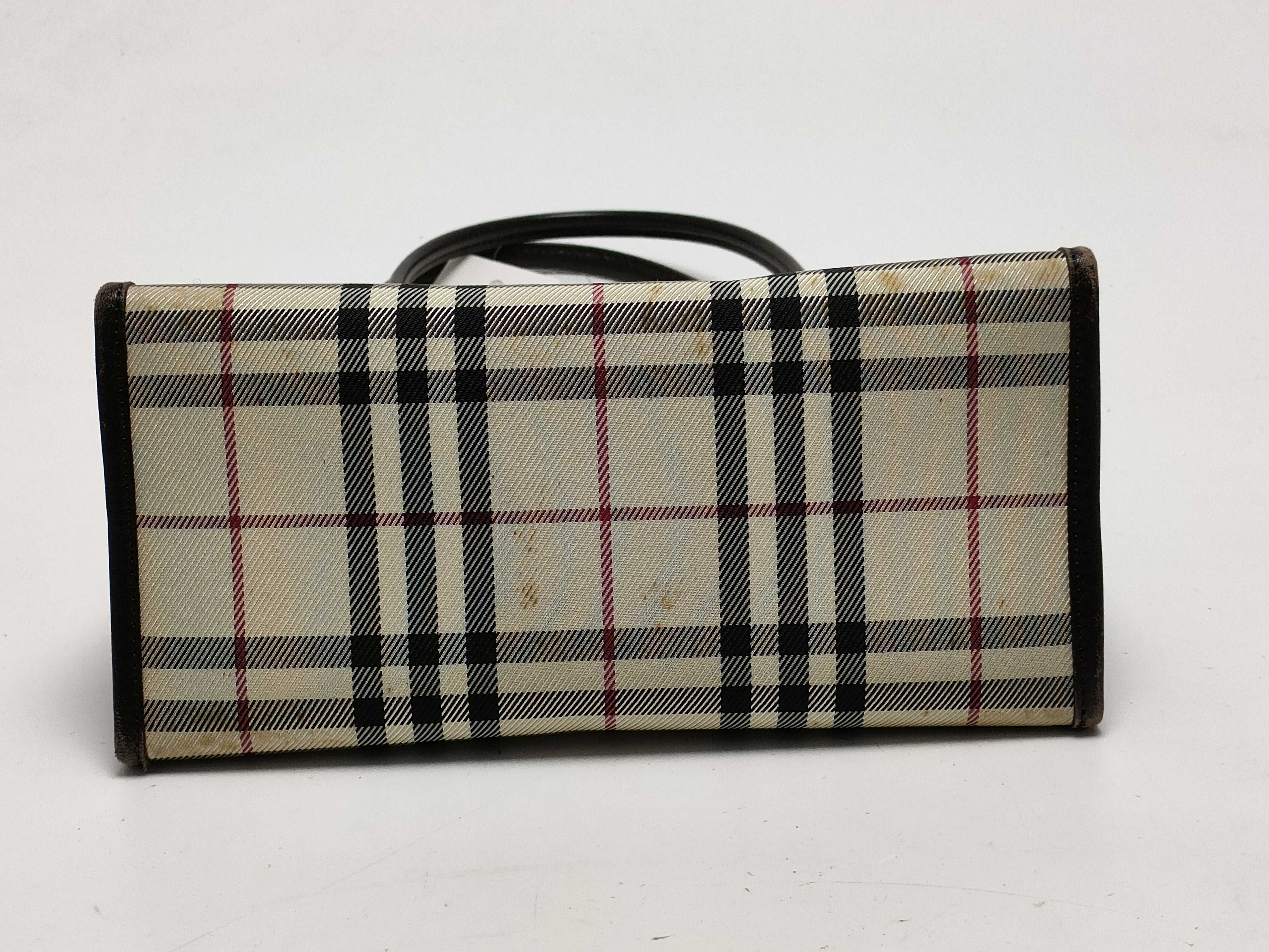 【水曜終了】(10220_0230)BURBERRY チャック キャンバス×レザー トートバッグ
