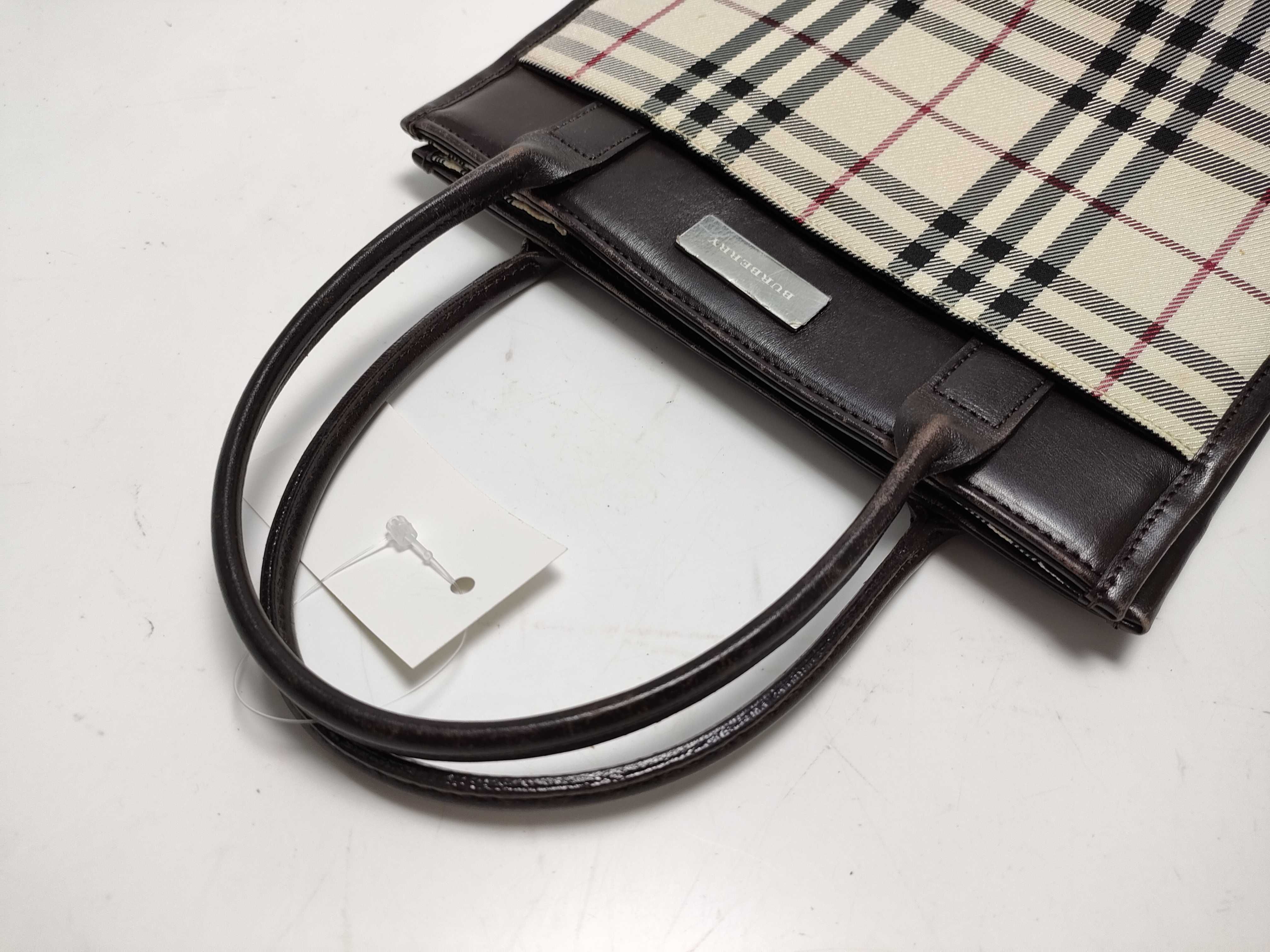 【水曜終了】(10220_0230)BURBERRY チャック キャンバス×レザー トートバッグ