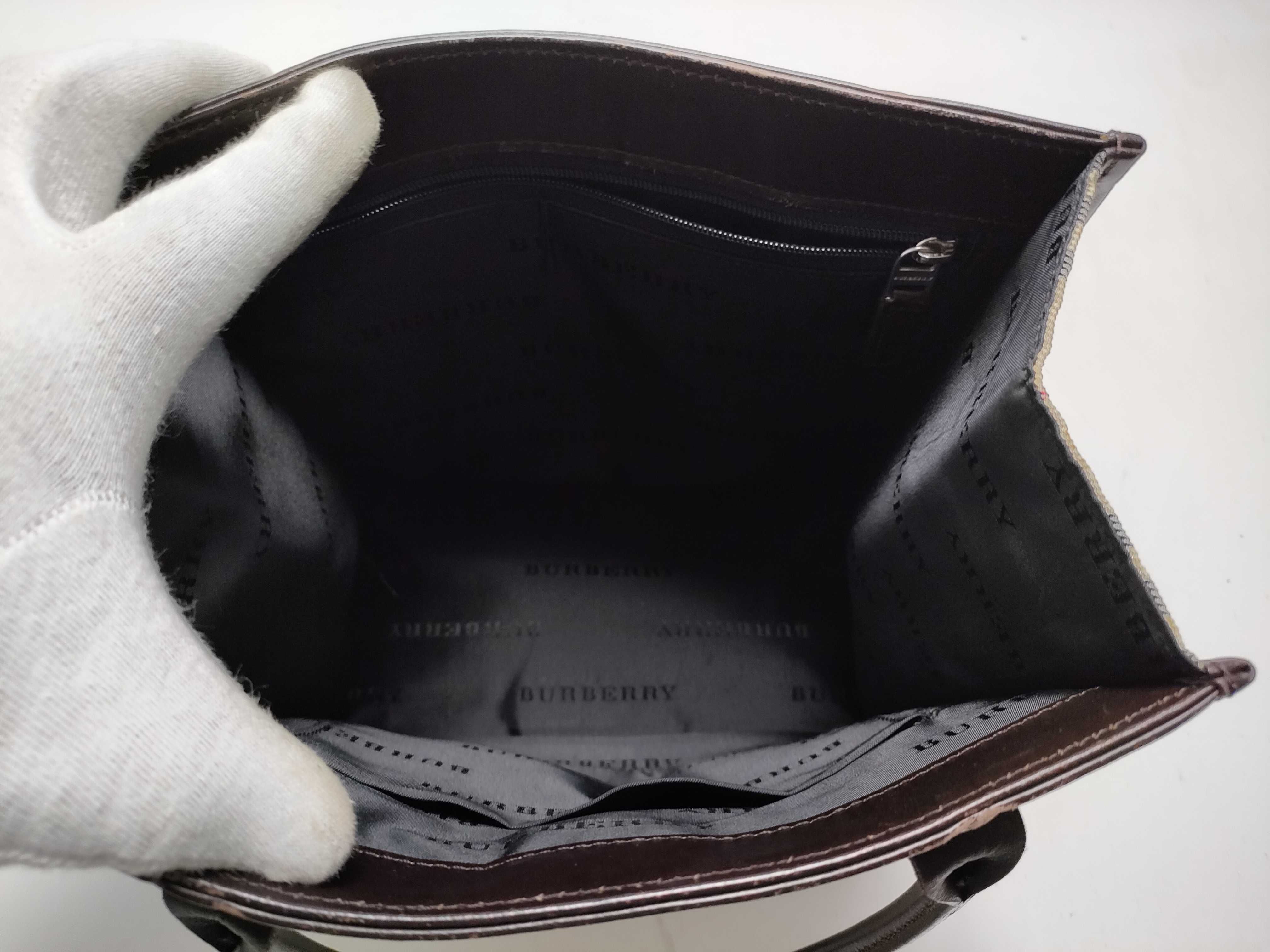 【水曜終了】(10220_0230)BURBERRY チャック キャンバス×レザー トートバッグ