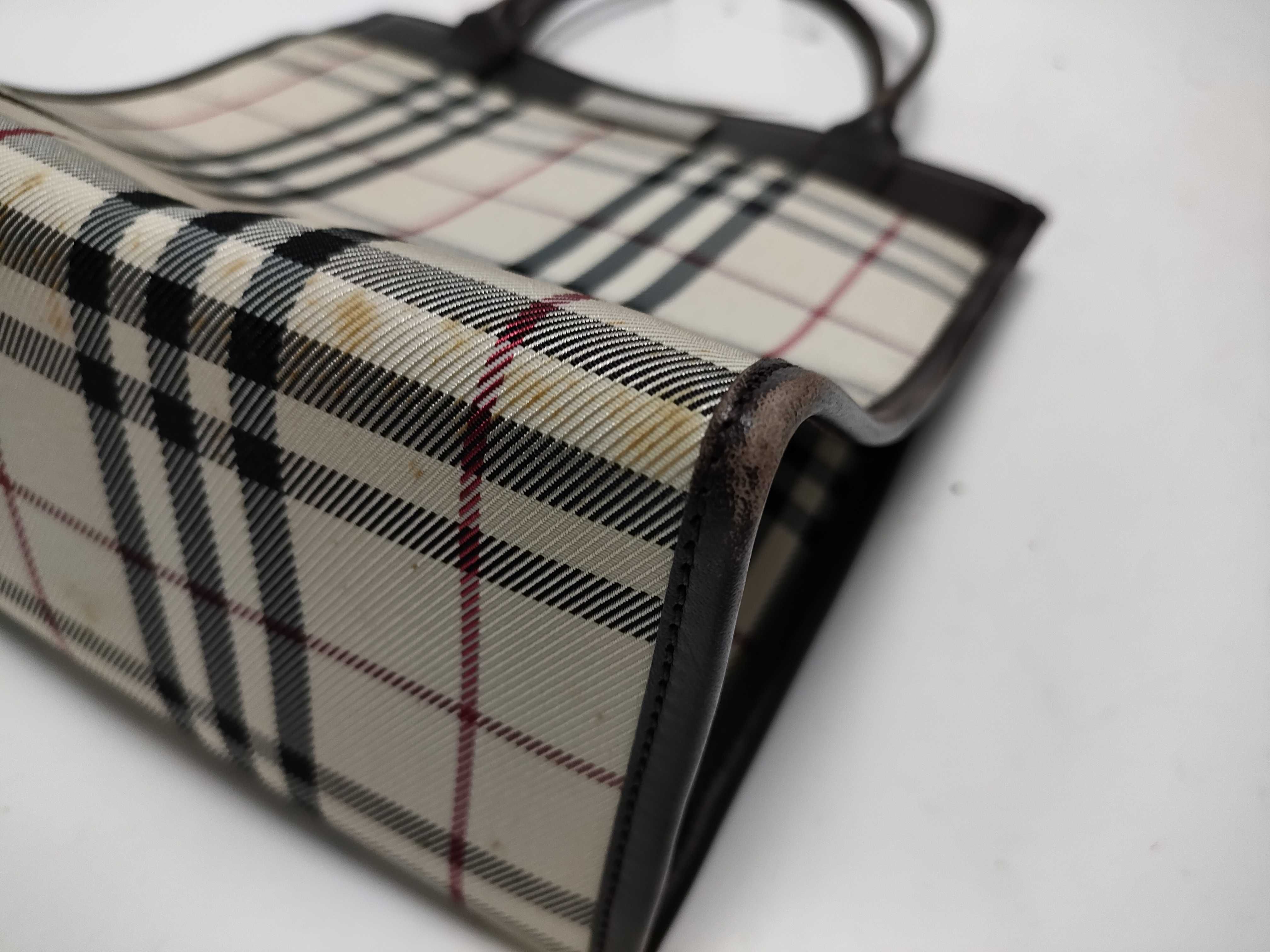 【水曜終了】(10220_0230)BURBERRY チャック キャンバス×レザー トートバッグ