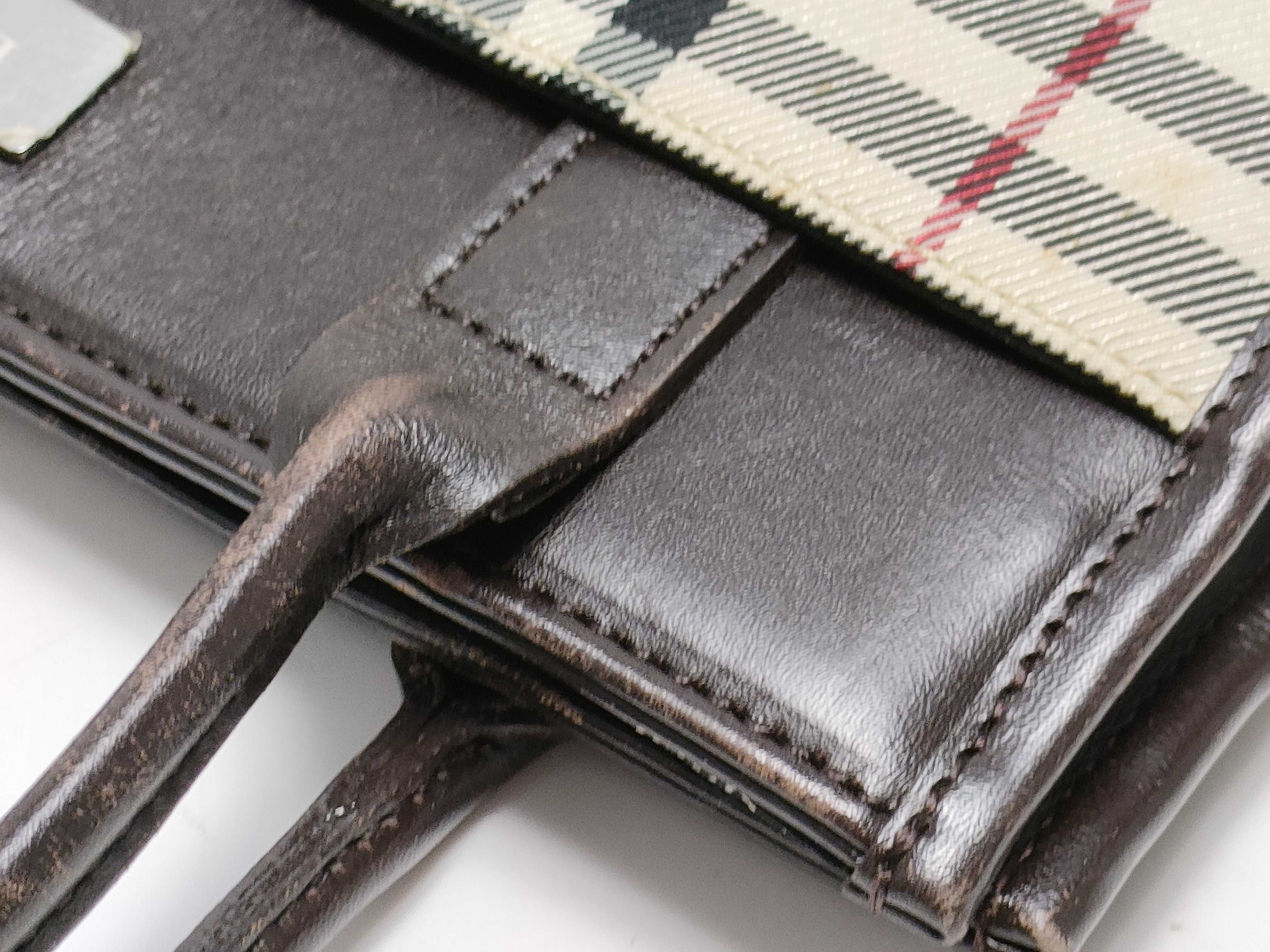 【水曜終了】(10220_0230)BURBERRY チャック キャンバス×レザー トートバッグ