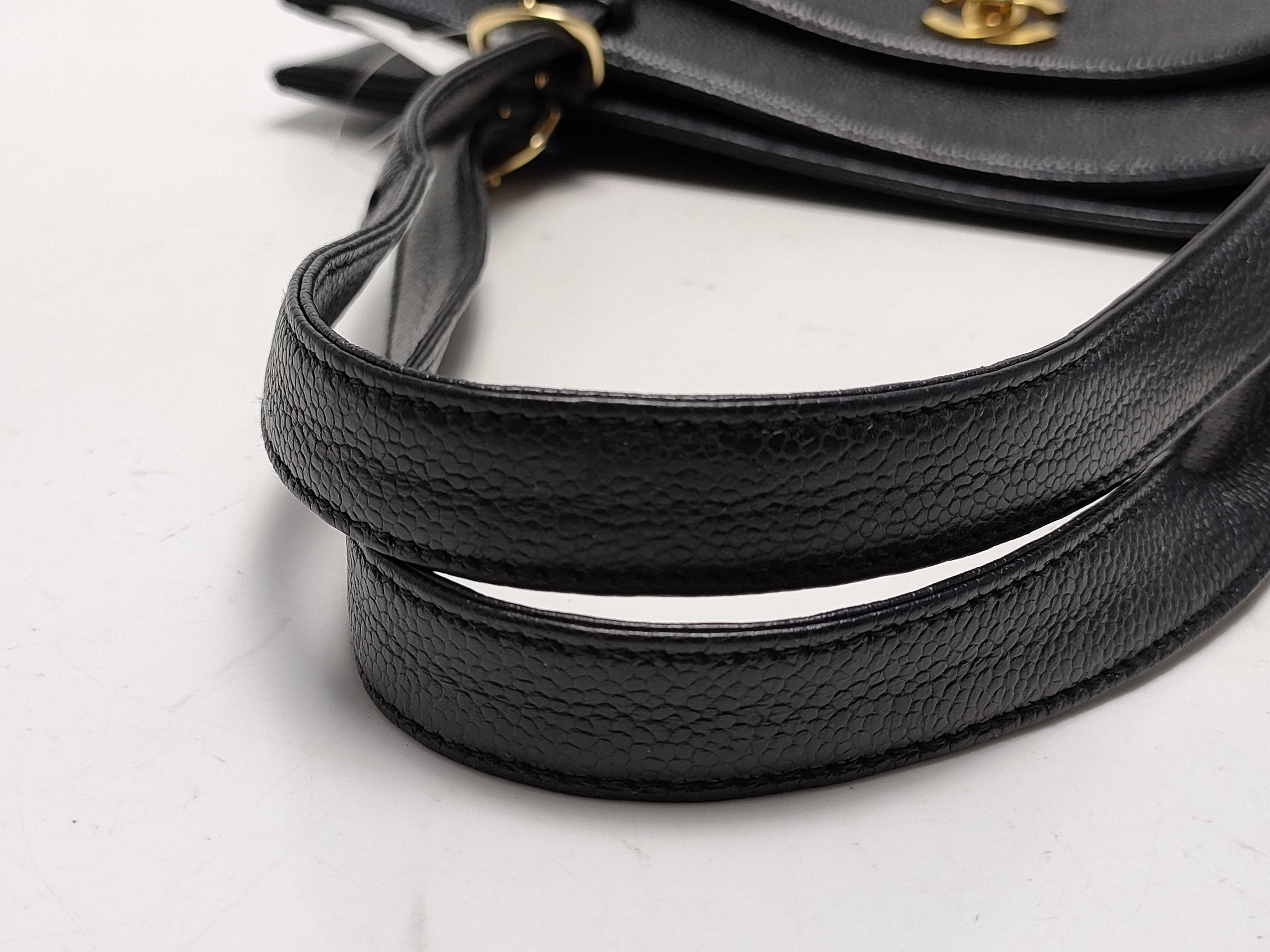 【水曜終了】(10228_0009)CHANEL キャビアスキン ターンロック トート トートバッグ