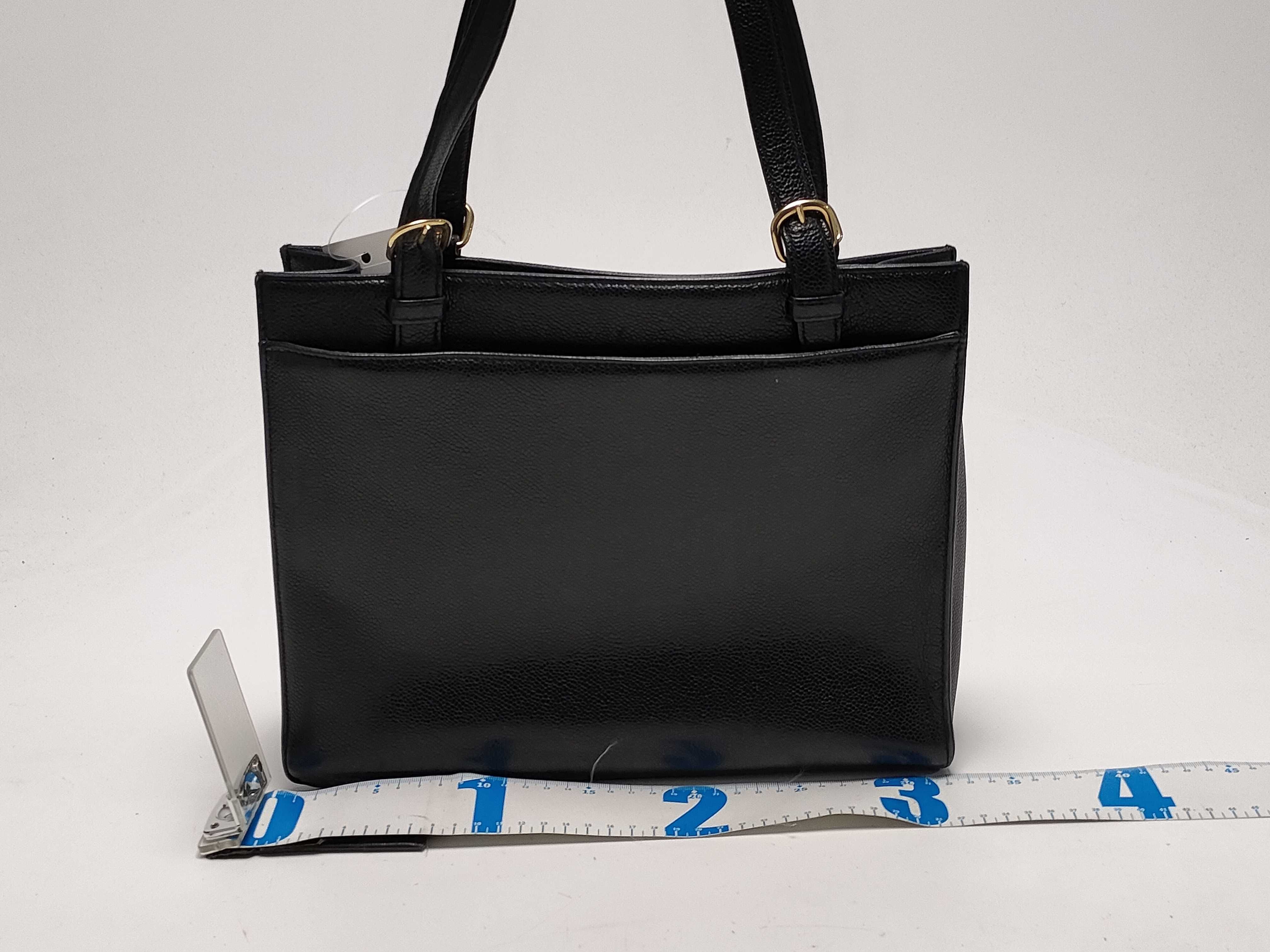 【水曜終了】(10228_0009)CHANEL キャビアスキン ターンロック トート トートバッグ