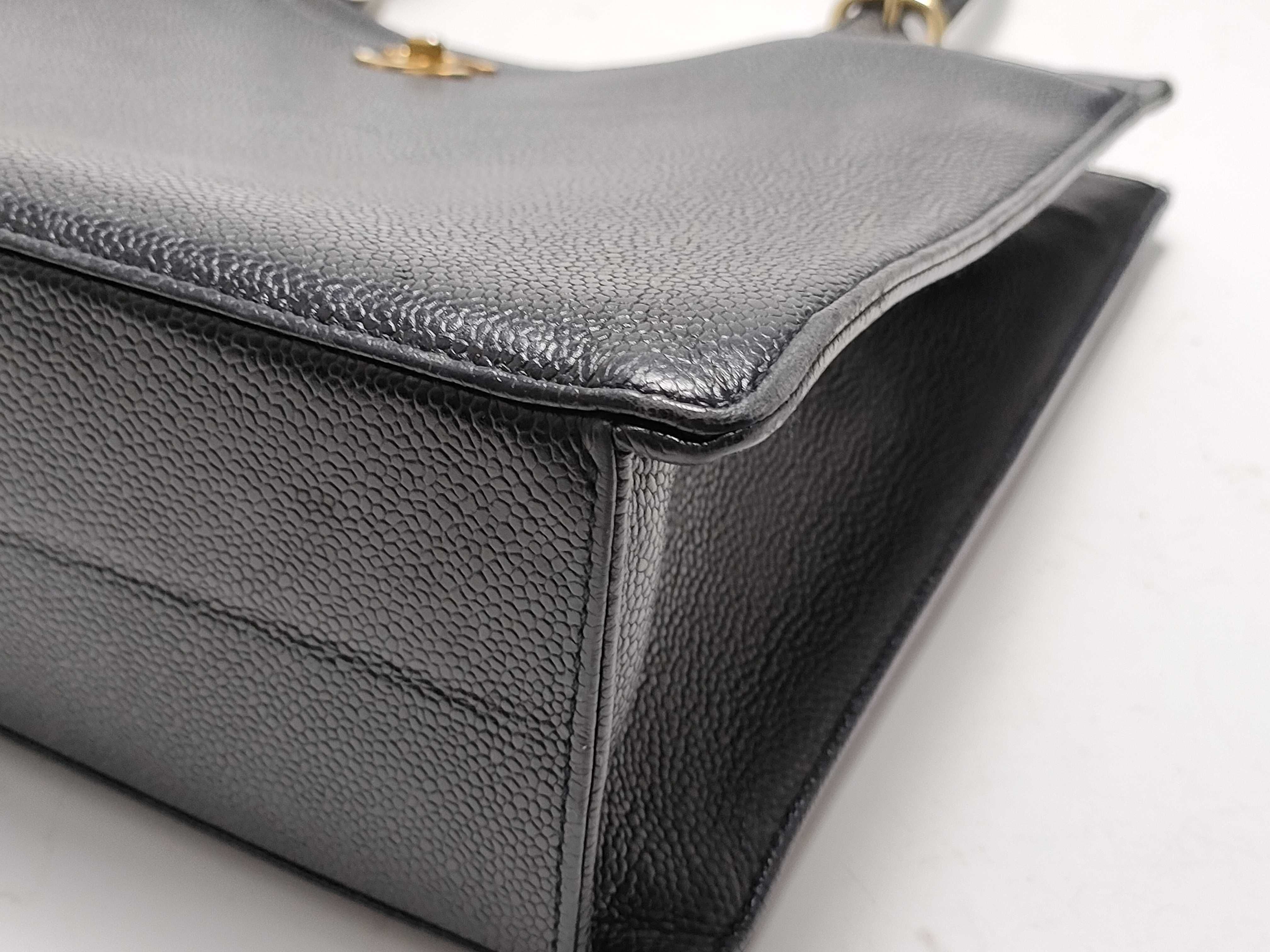 【水曜終了】(10228_0009)CHANEL キャビアスキン ターンロック トート トートバッグ