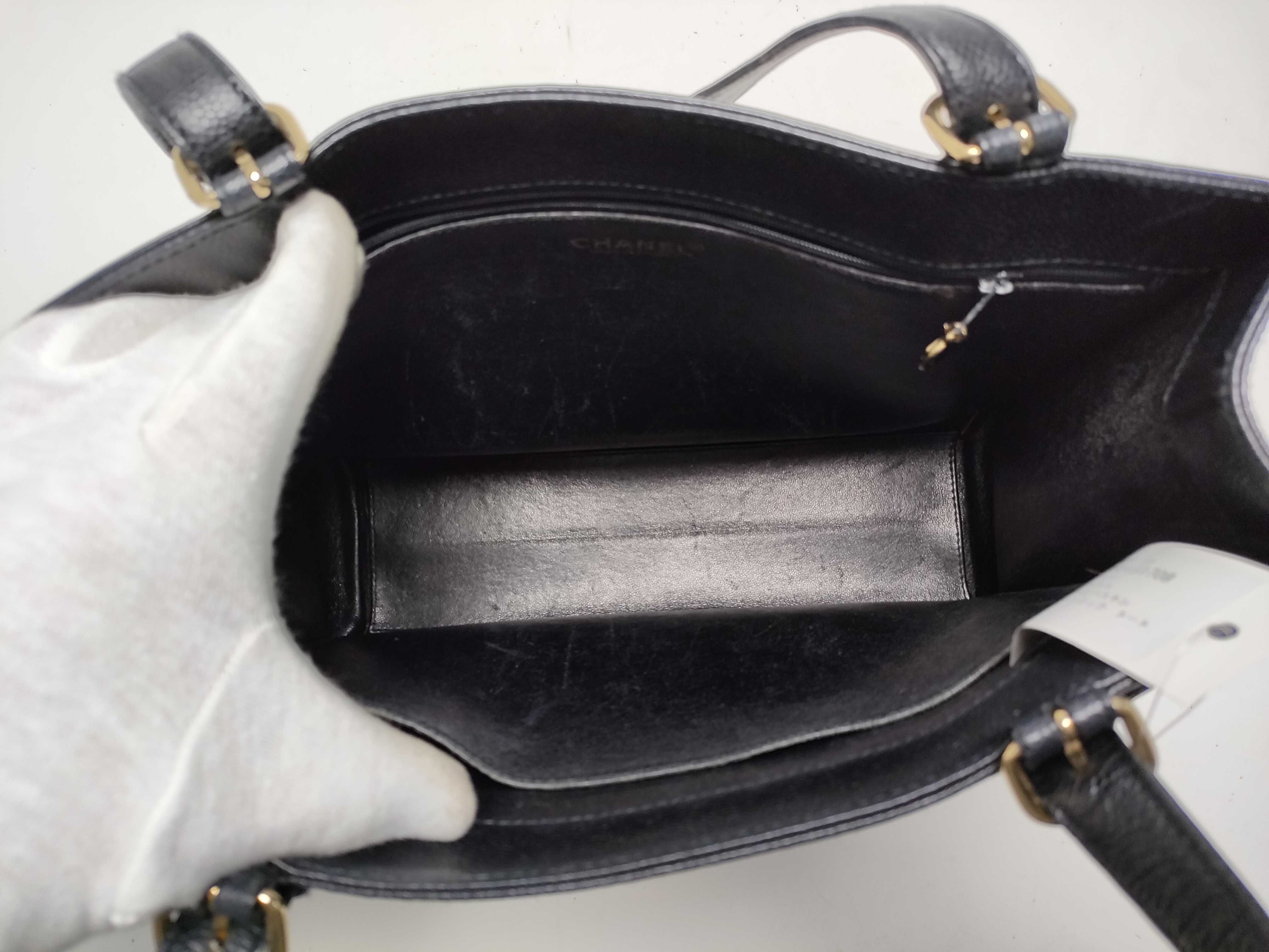 【水曜終了】(10228_0009)CHANEL キャビアスキン ターンロック トート トートバッグ