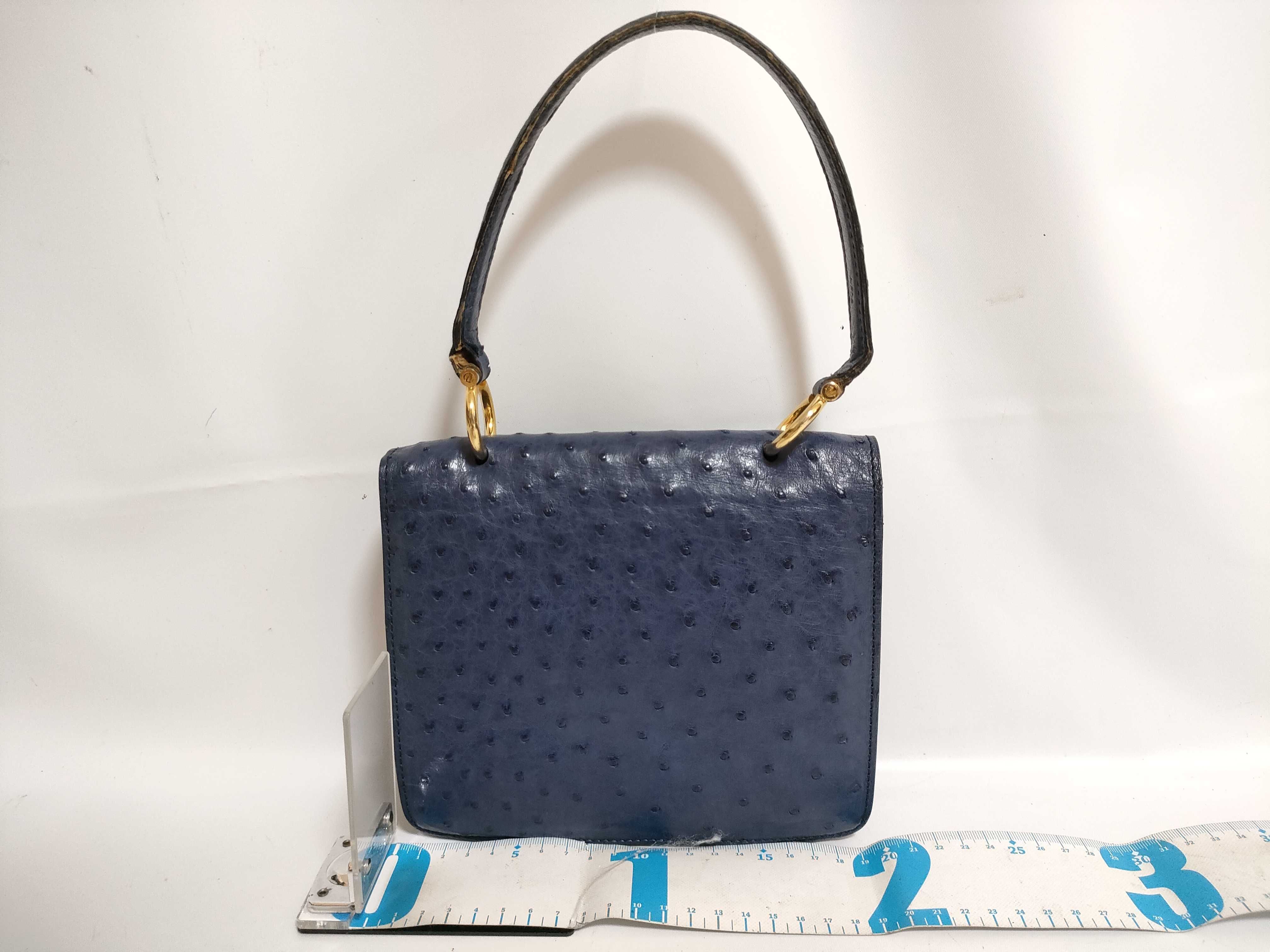 【水曜終了】(10709_0072)CELINE CELINE ハンドバッグ オーストリッチ ガンチーニ